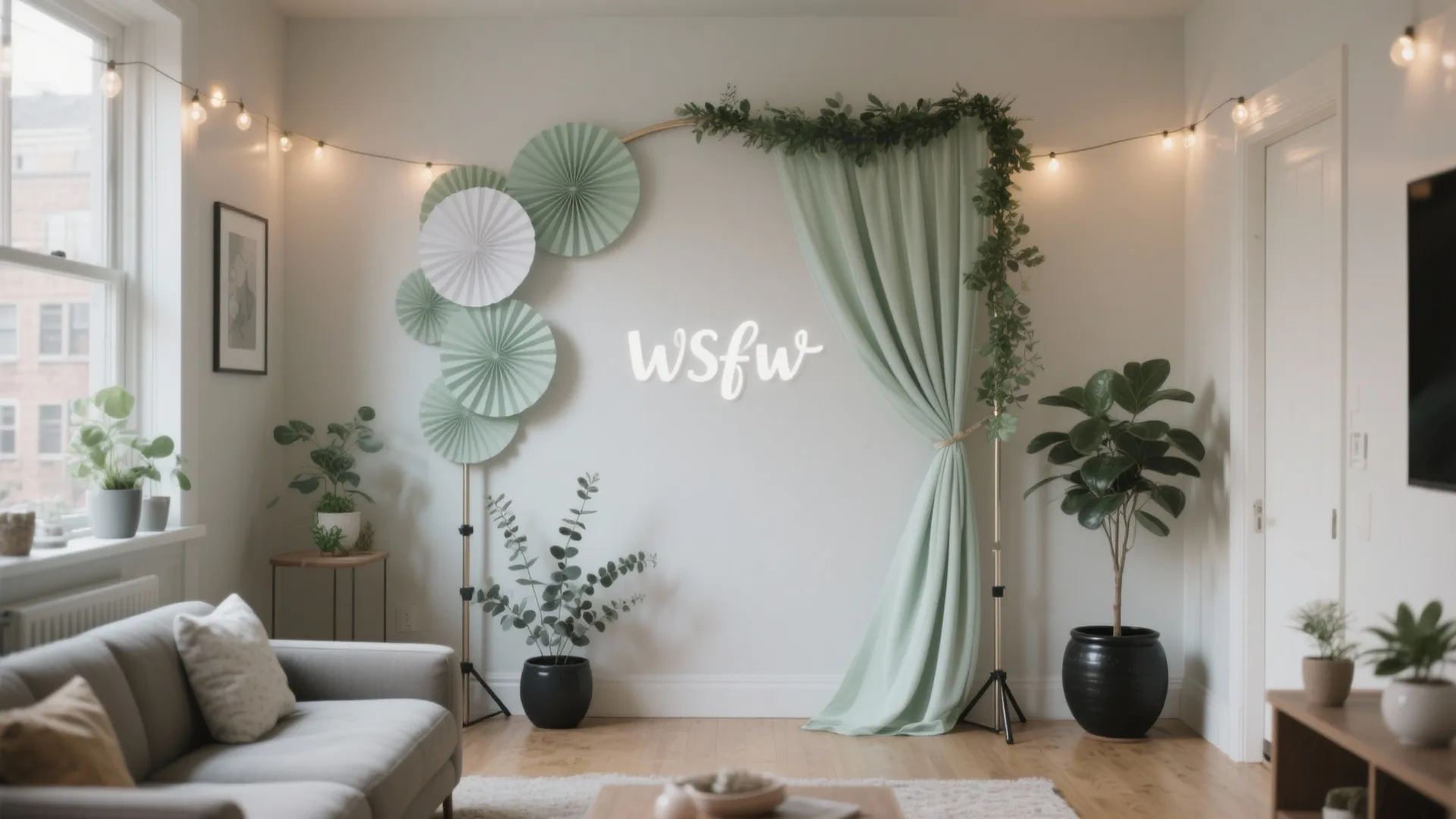 2) A Statement Backdrop Wall (Collapsible Stand, Fabric, Fans, Signage)