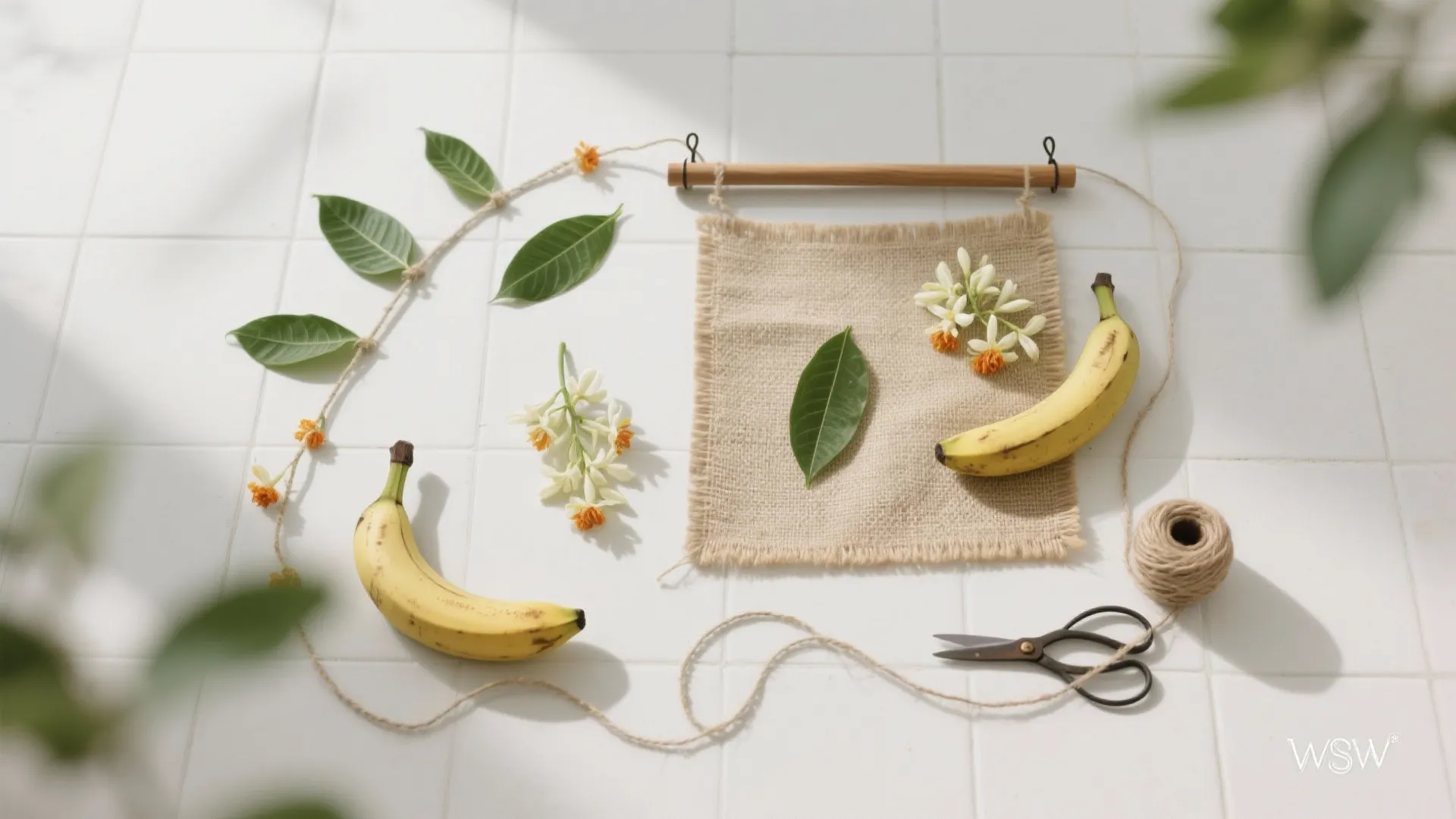 Minimalist Floral Backdrops with Leaves or Fabric