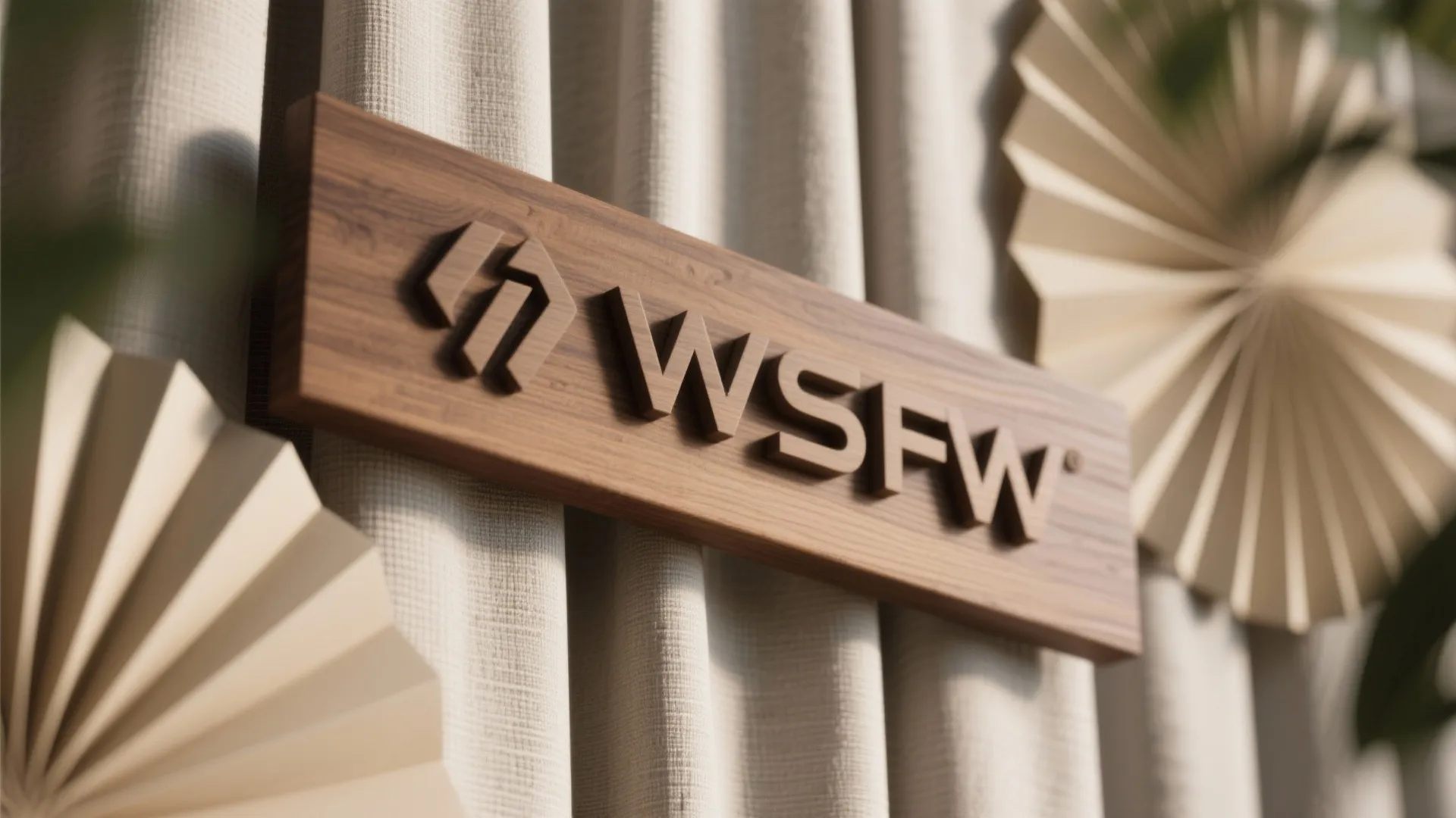 Backdrop Wall: Mixed Media (Paper Fans + Fabric Drape + Name Sign)