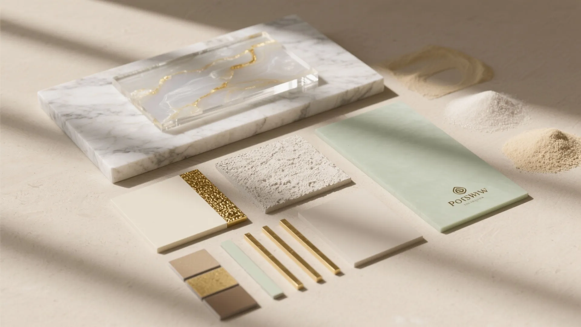 Statement backdrops: stone, textured paint, or metal inlay