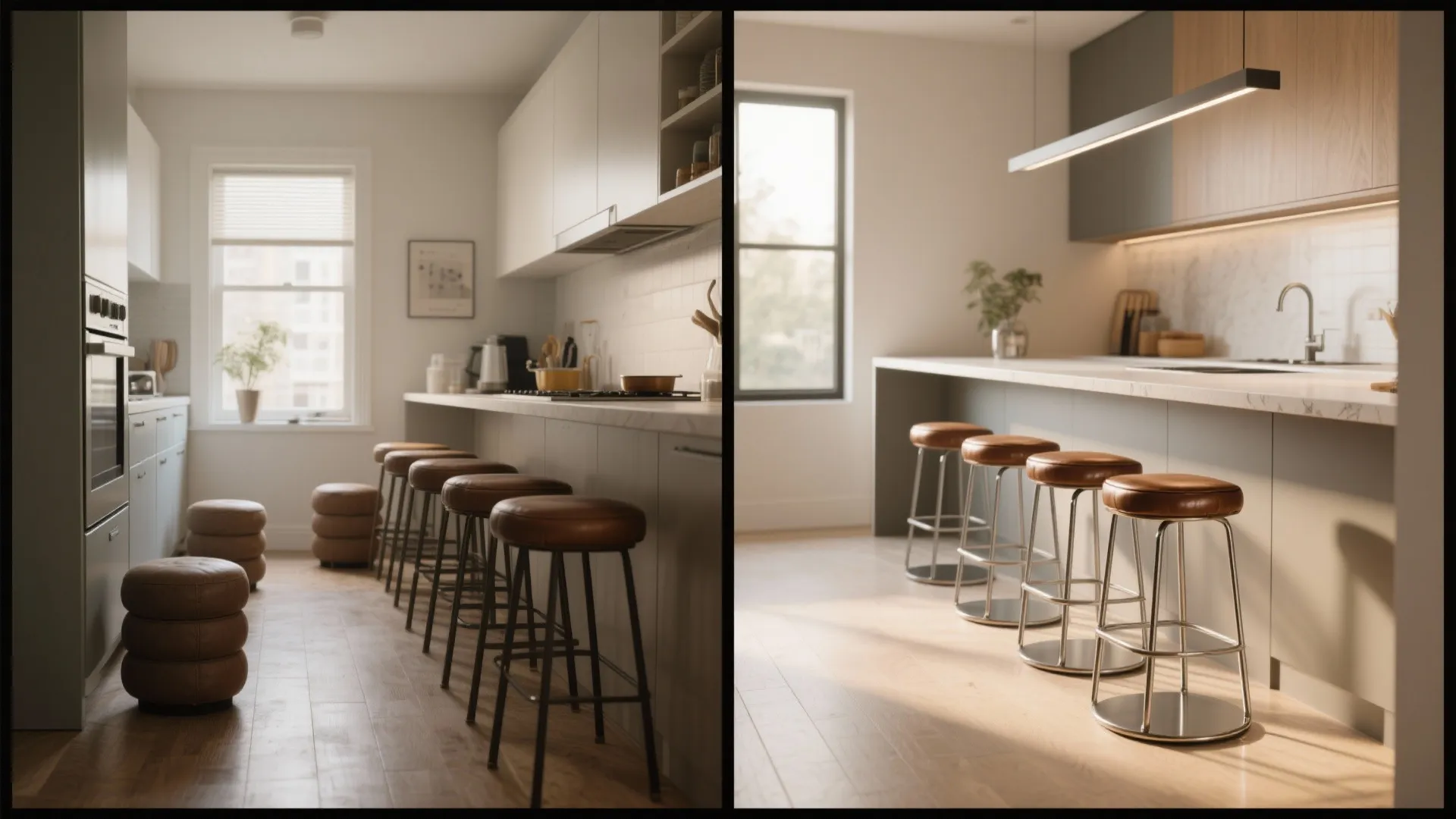 2. Backless stools that slide under counters