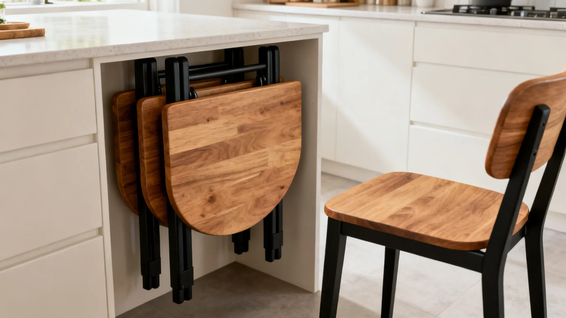 Backless stools tuck fully under a counter; low-back stools provide support but remain visible.