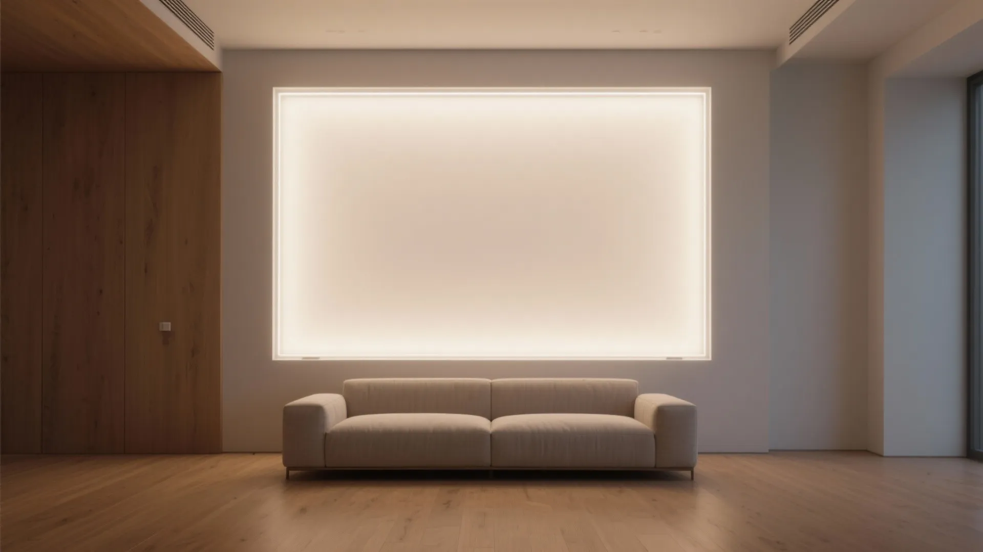 Backlit acrylic feature wall for ambient glow and depth