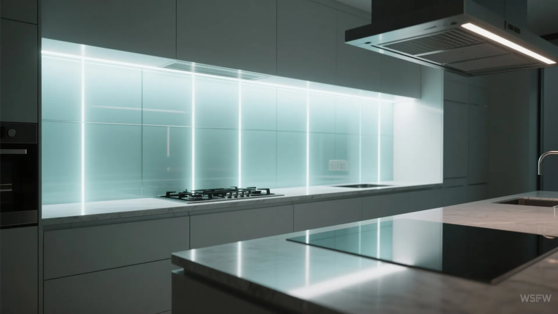 4. Backlit Backsplash for Even Glow and Drama