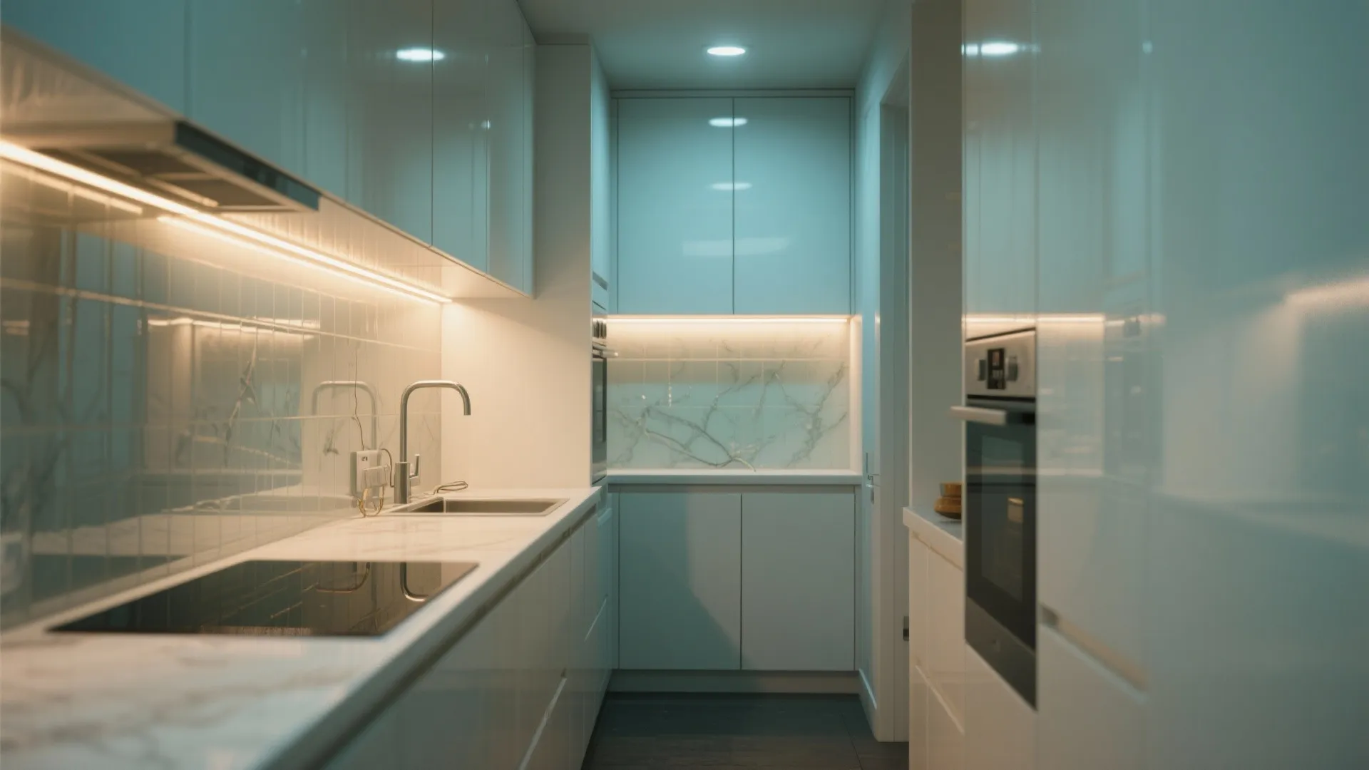 3. Backlit Glass or Mirror Backsplash