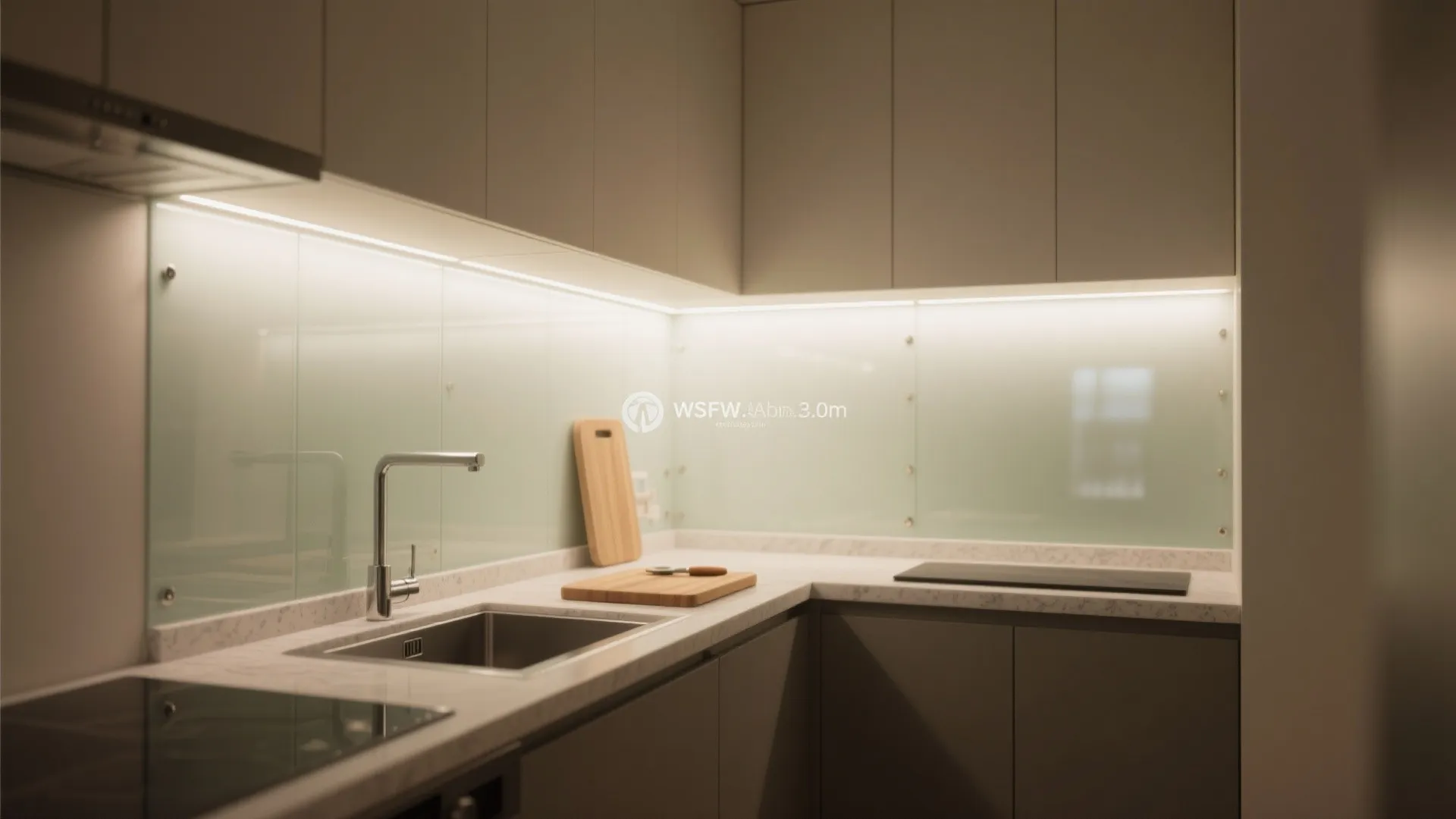 Backlit backsplash glow