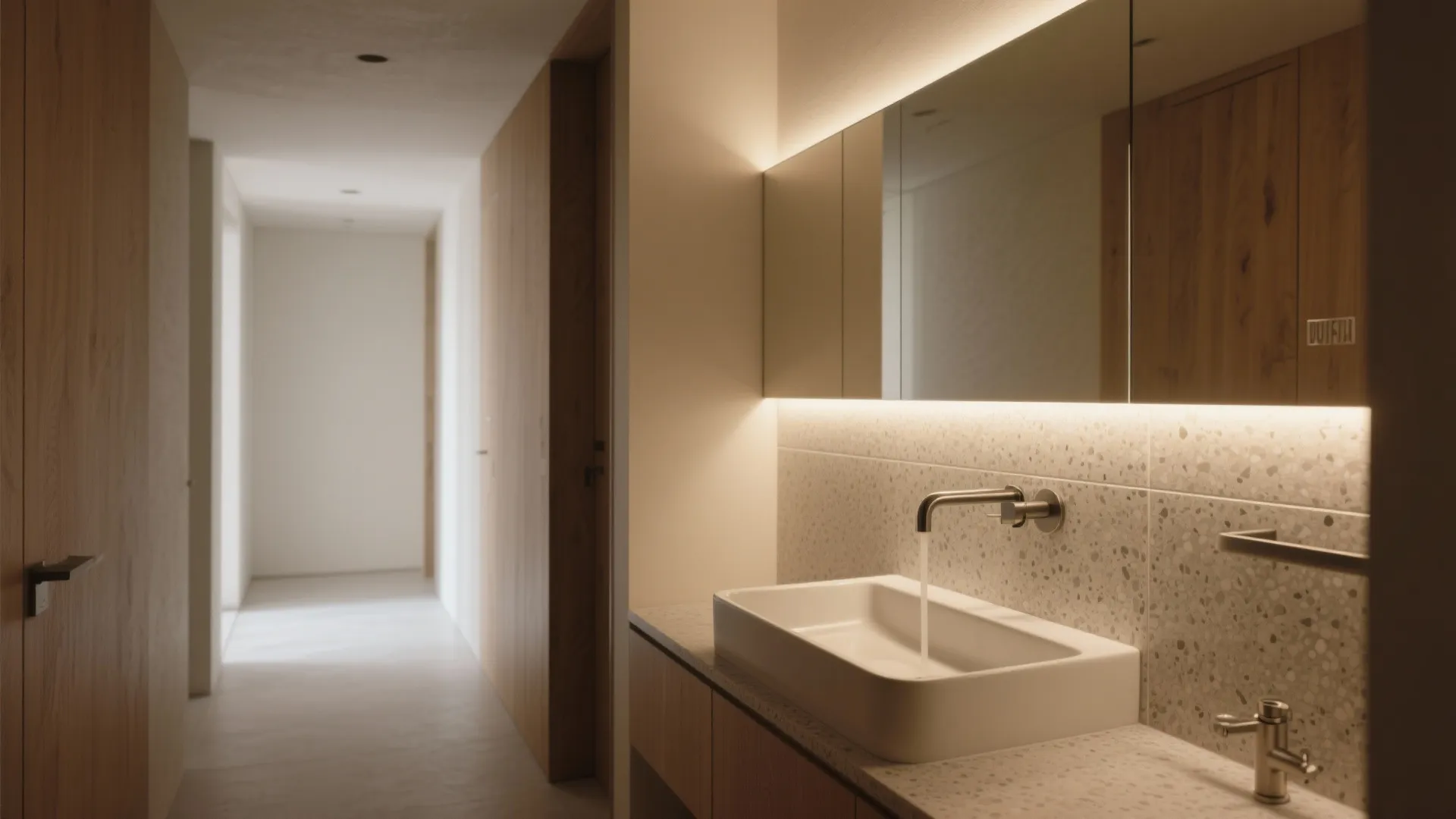 Layered lighting and a backlit panel