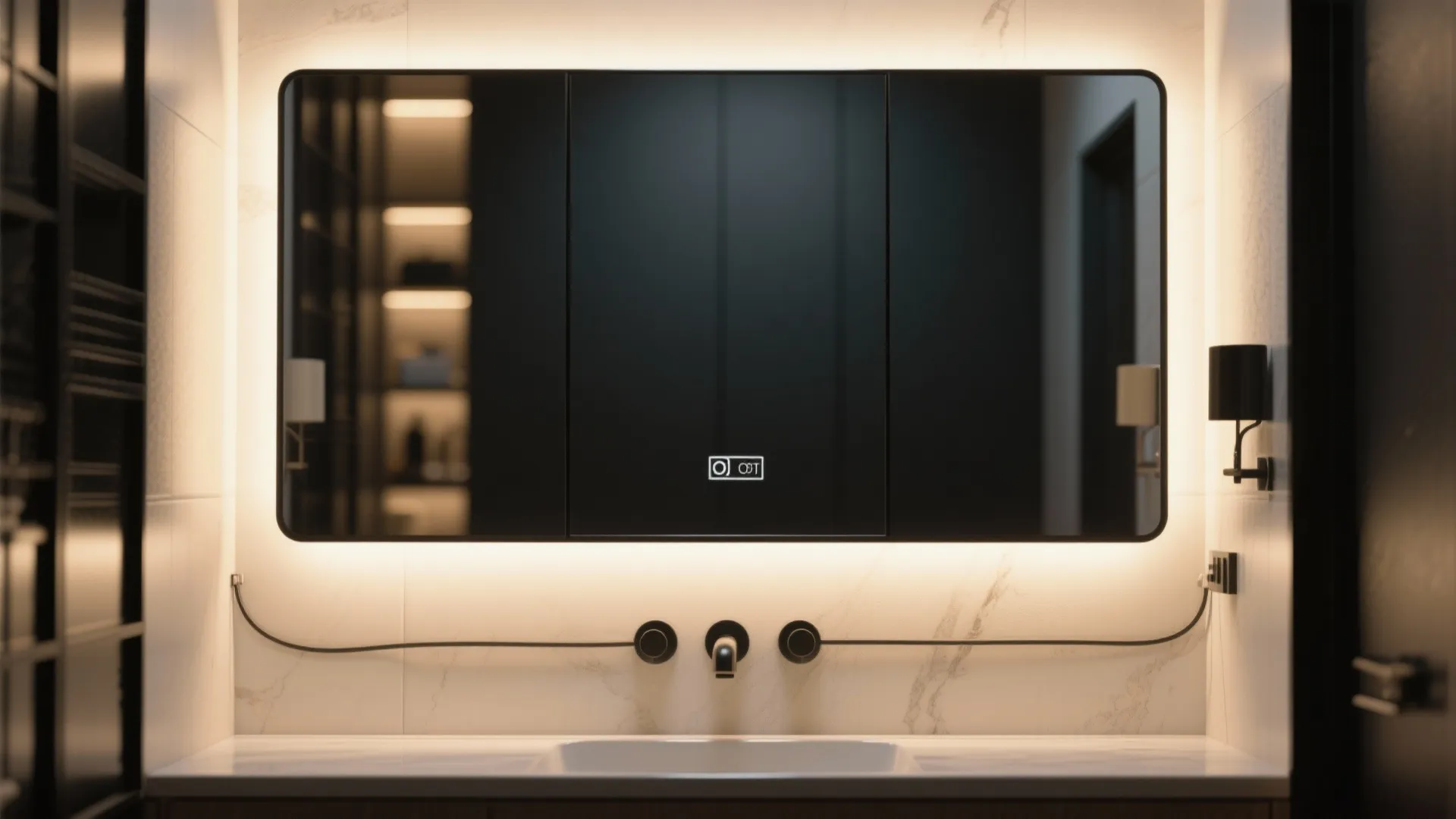 4. Backlit black mirror for soft, functional glow