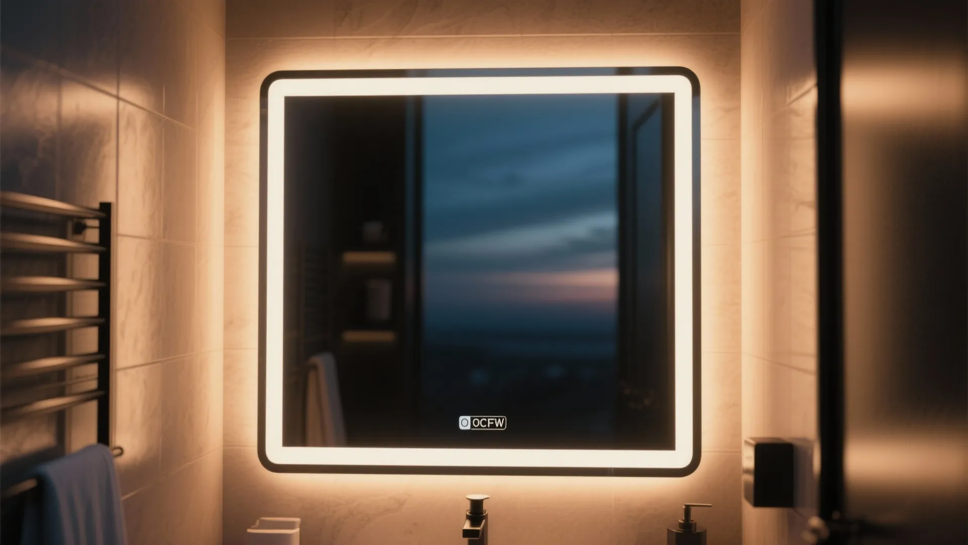 4. Backlit black metal mirror for mood lighting