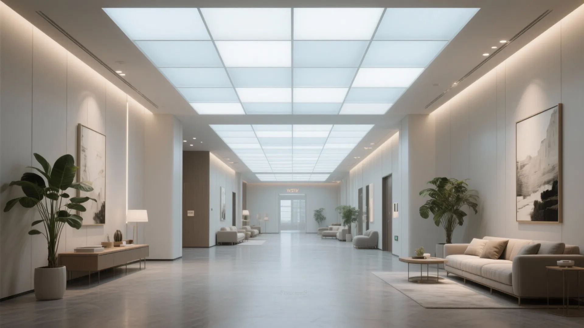 4) Backlit ceiling coffers with translucent panels