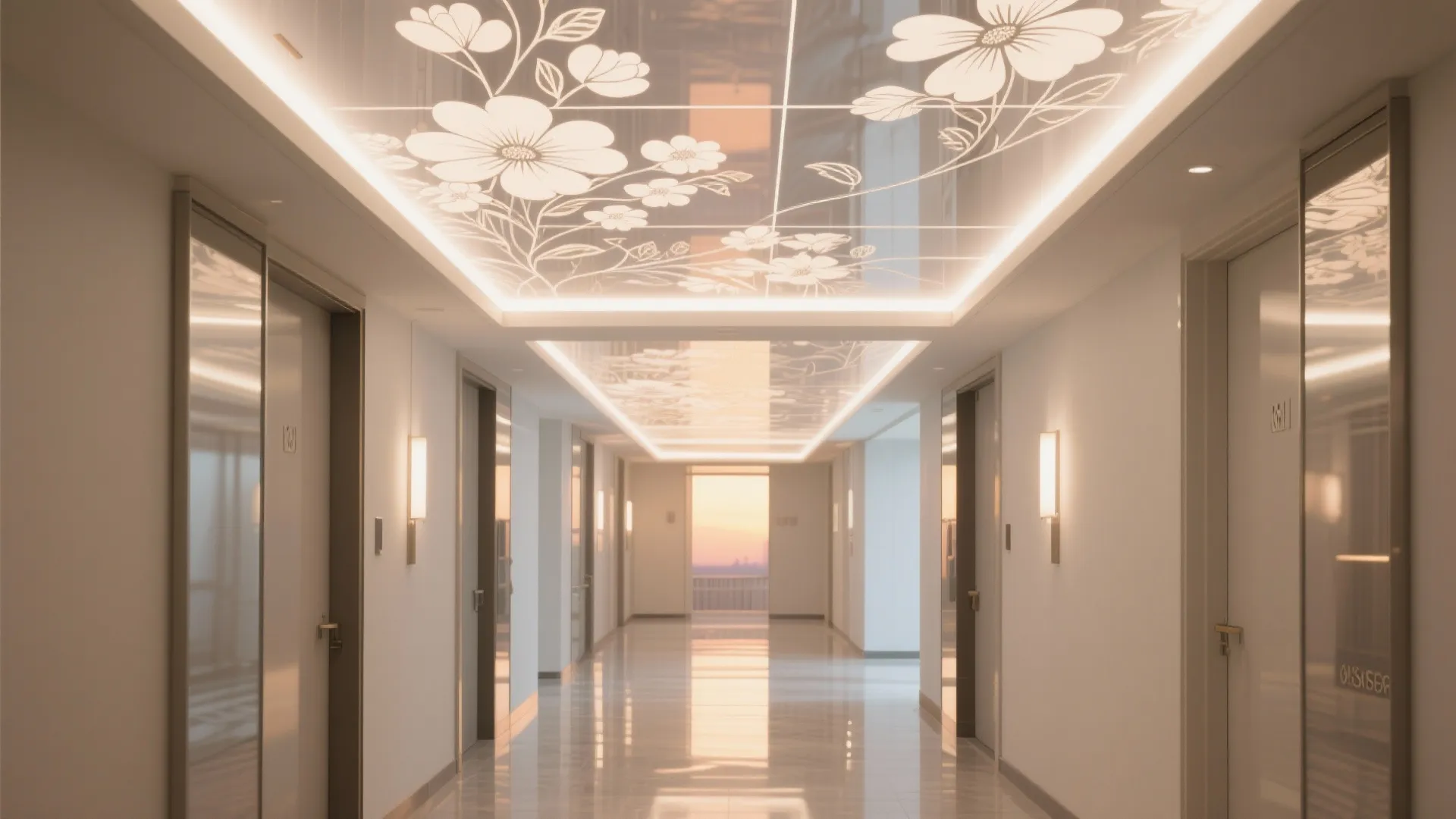 4) Backlit floral glass or acrylic ceiling