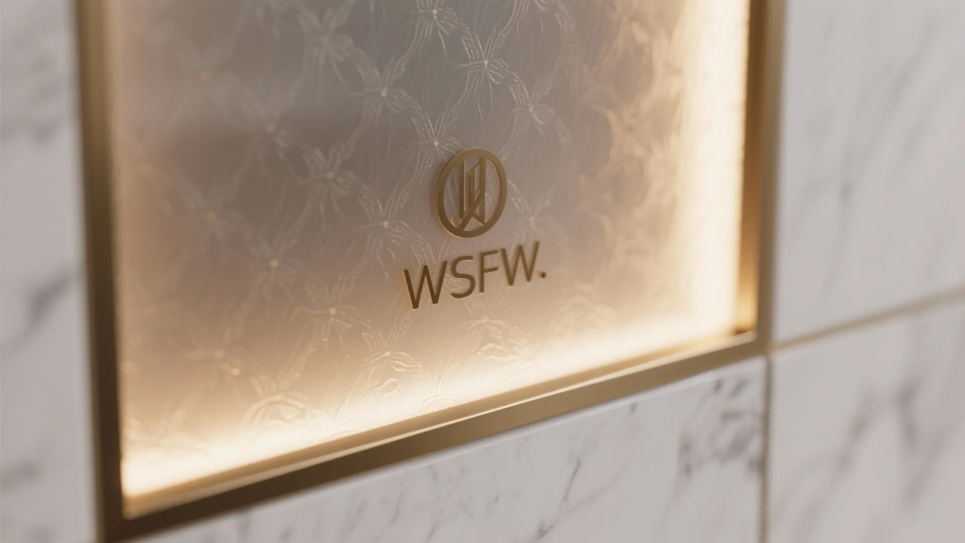 Minimal wall-mounted glass mandir with backlit panel