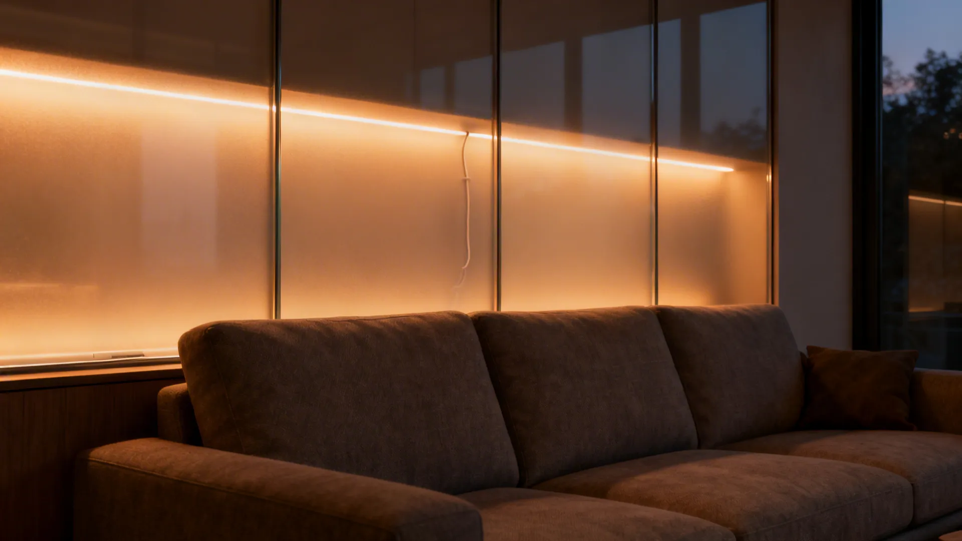 3. Backlit frosted glass panels for warm ambiance