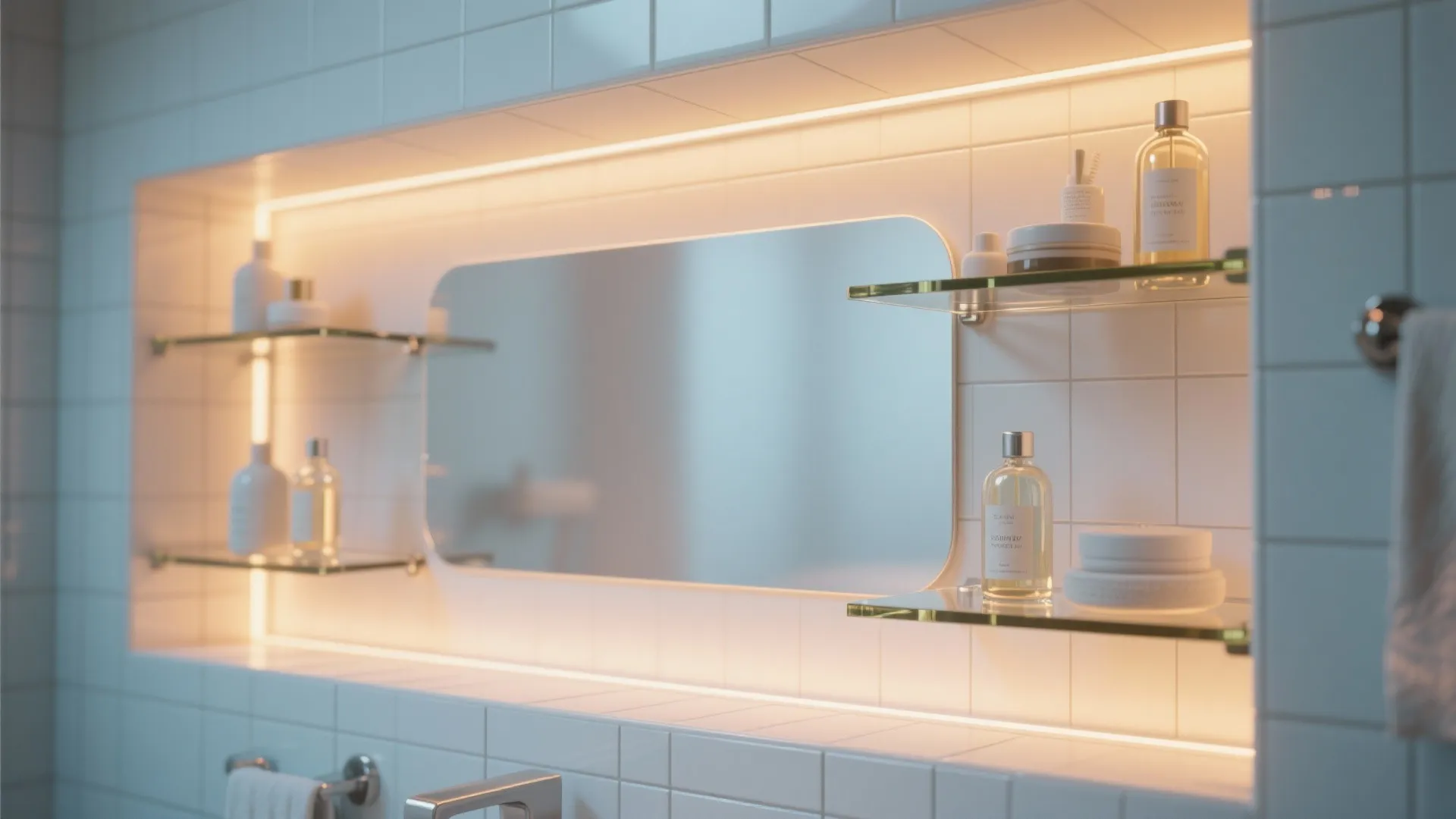 Backlit Glass-Shelf Niche for a Spa-Like Glow