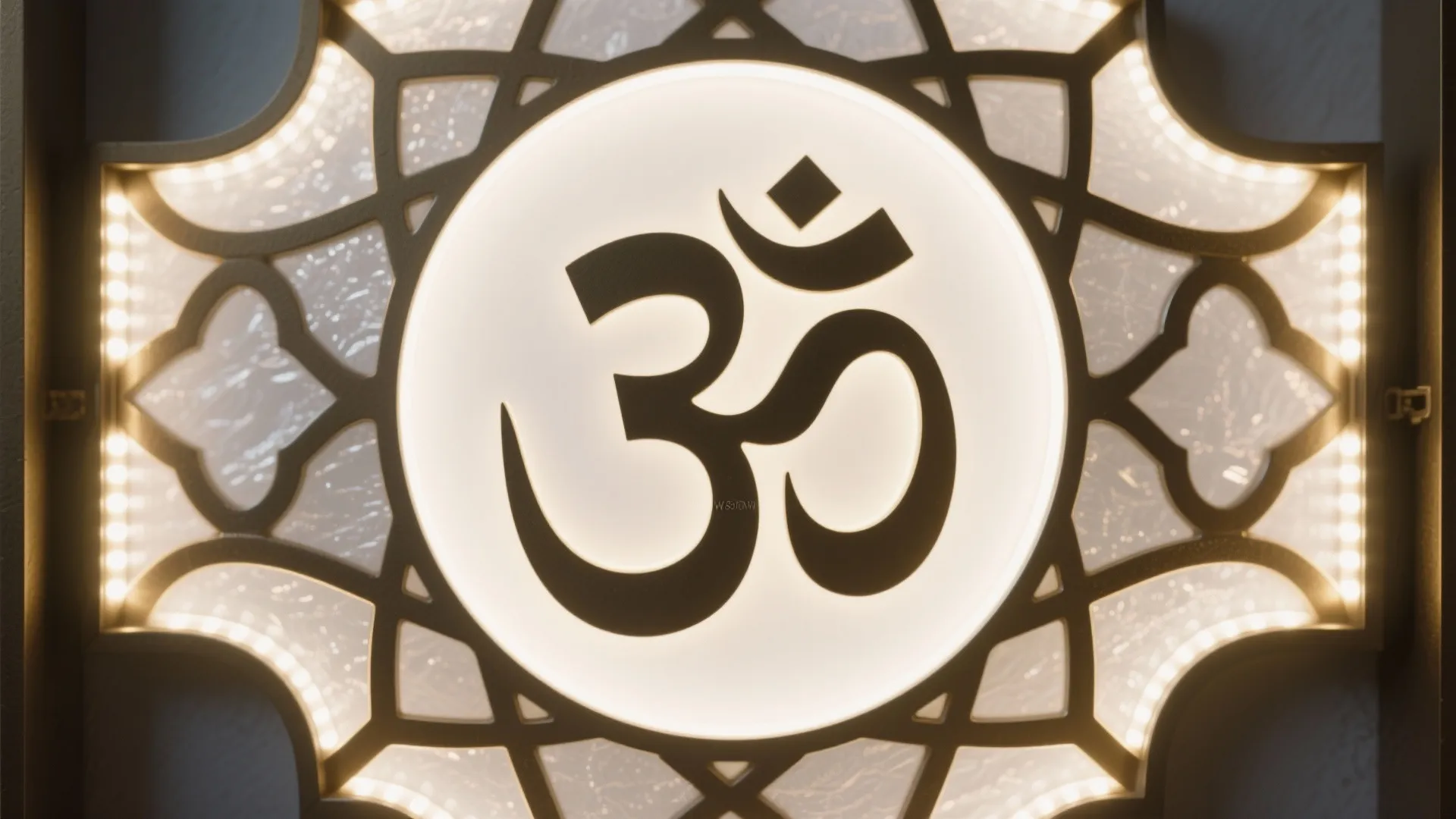 Backlit Om Jali with Glass Backdrop
