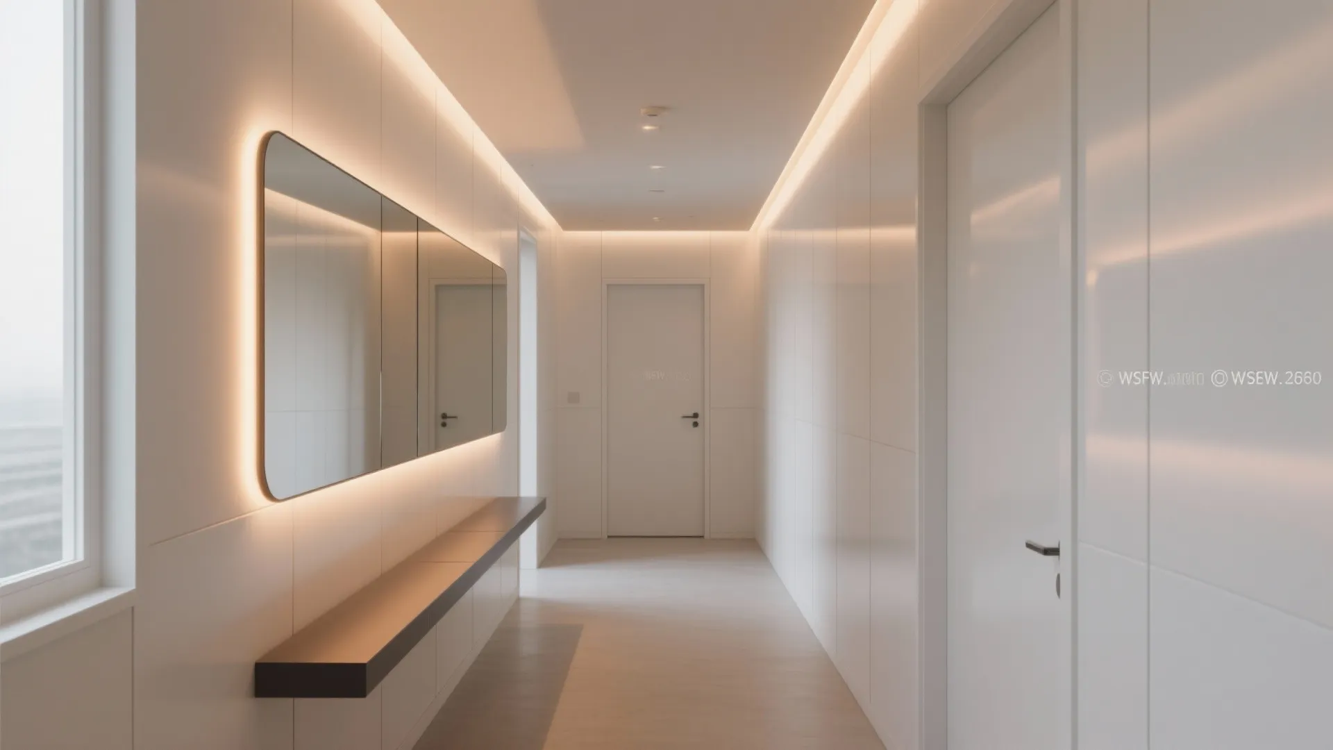 Reflective and Backlit Panels to Brighten Dark Halls