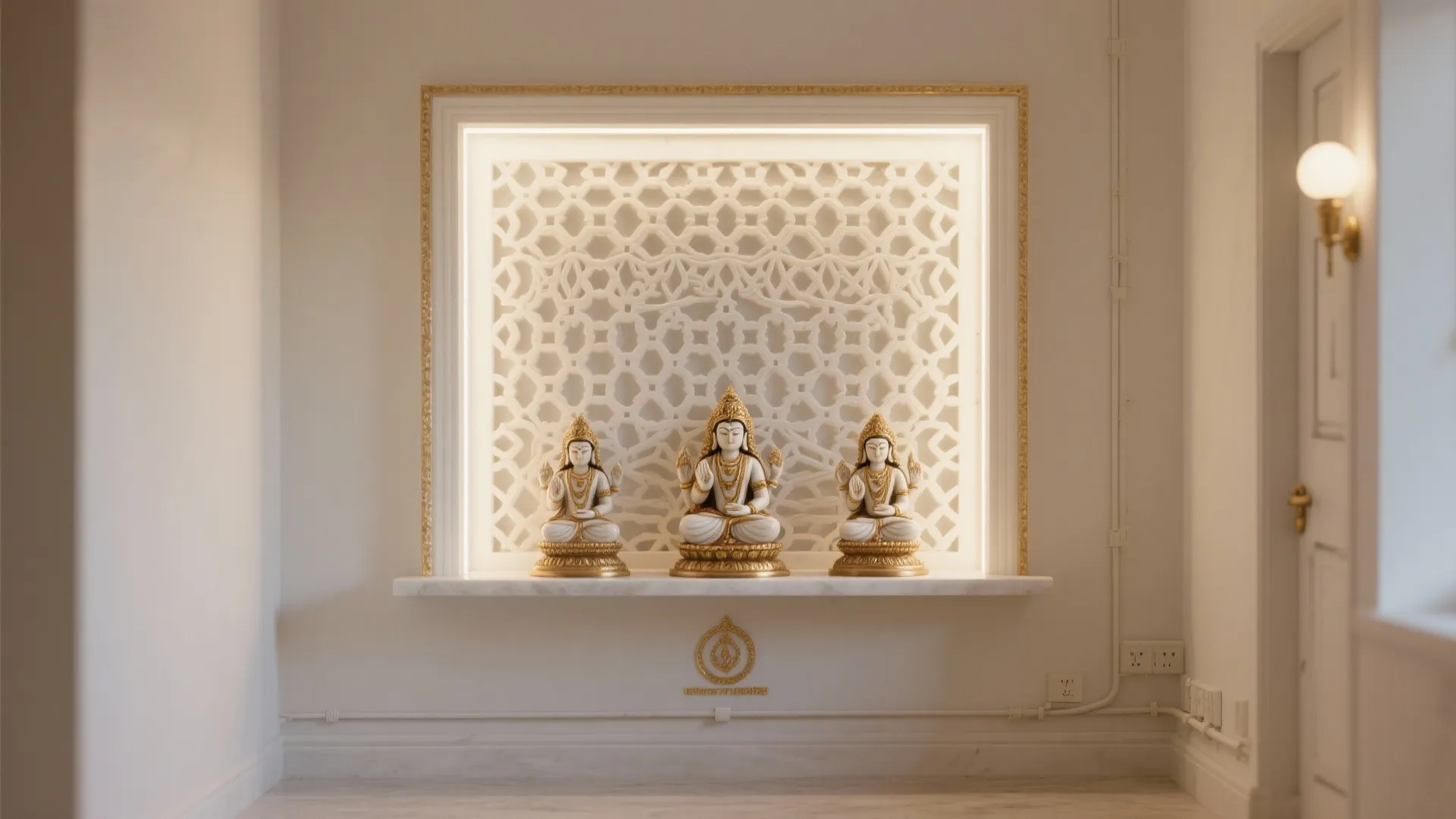 Backlit jaali panel that glows, not glares