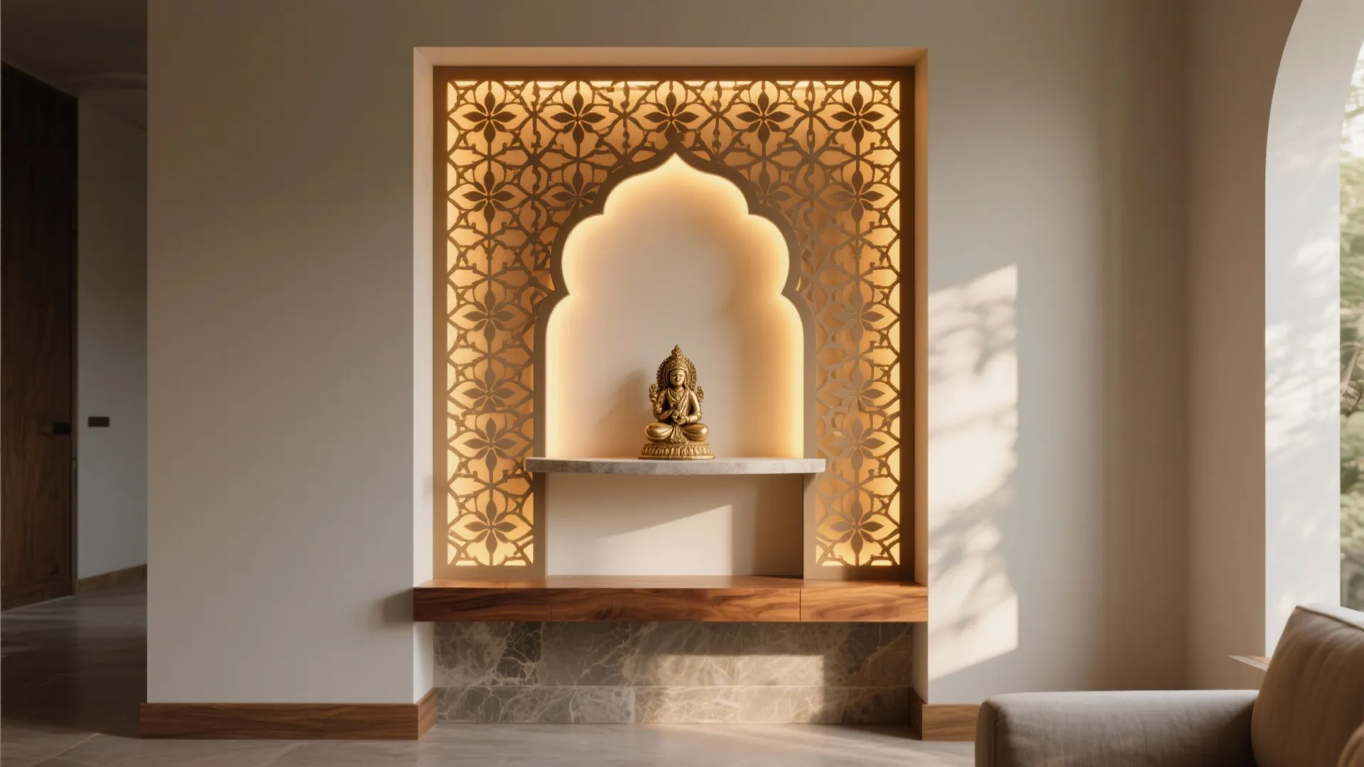 Backlit Jaali Niche for Pattern and Presence