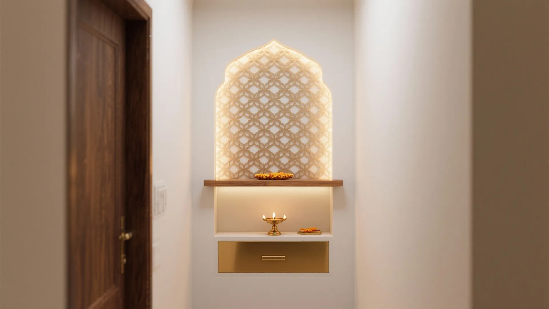 Minimal Backlit Jaali Niche