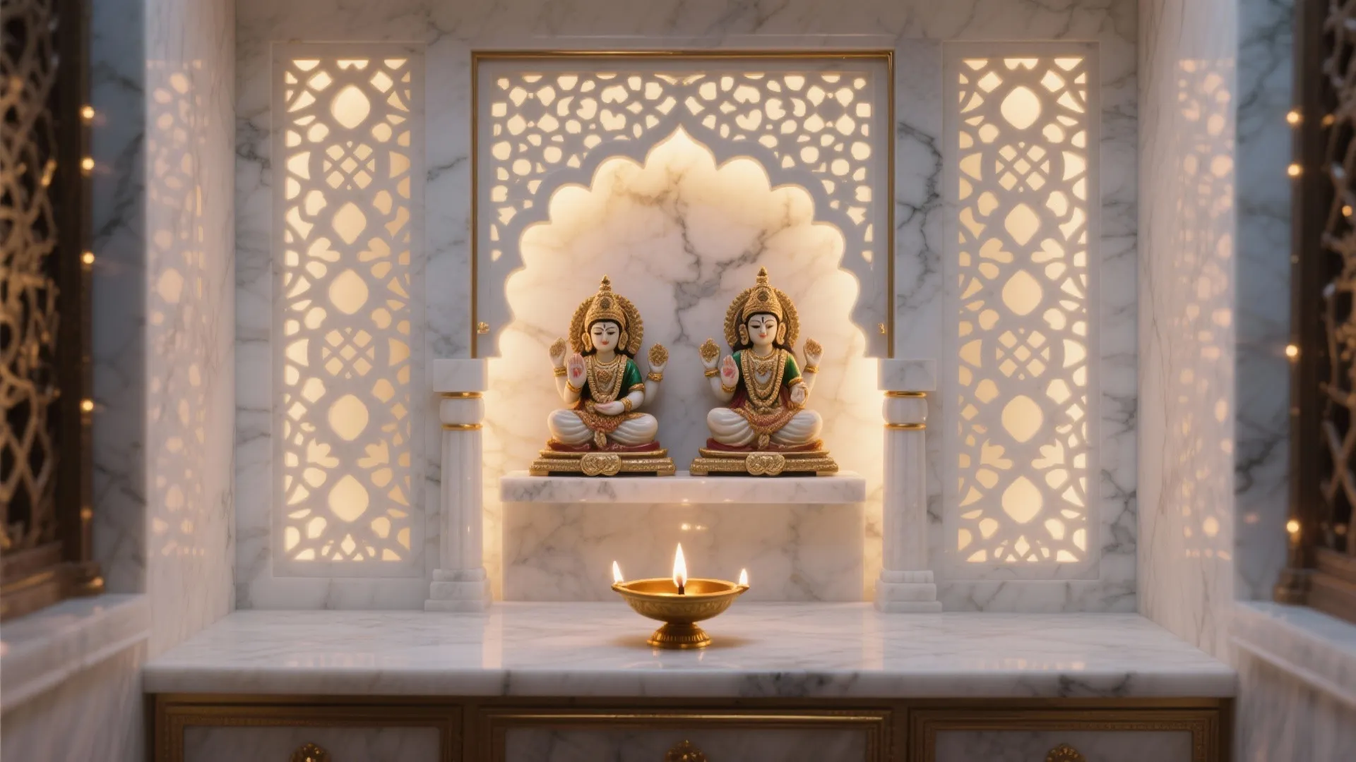 Backlit Marble Jali Screen