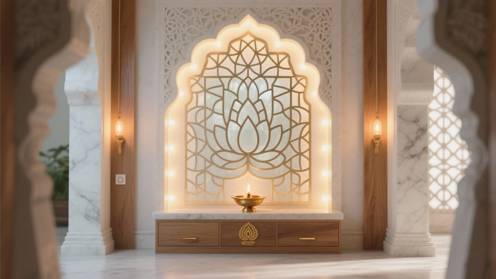 Backlit Jali or Etched Glass Panels