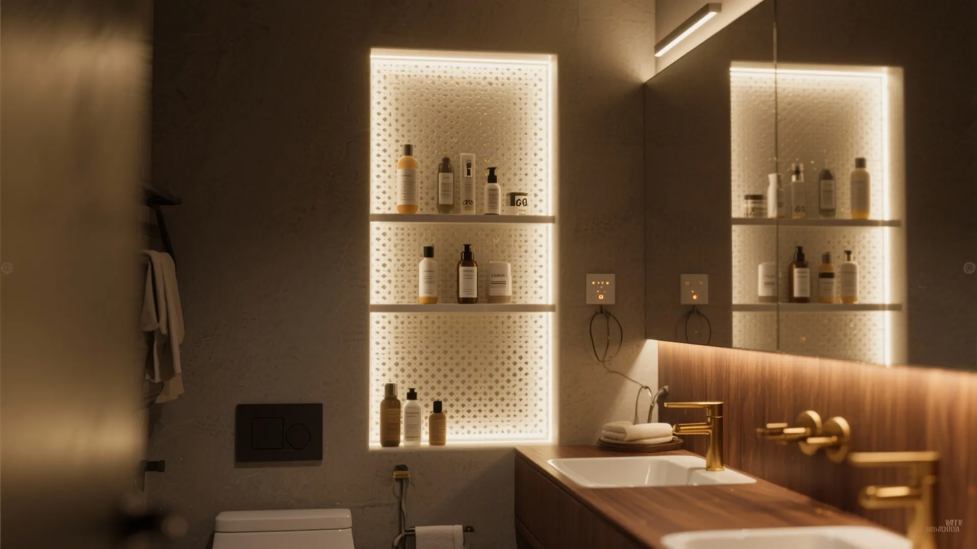 5) Backlit jali niche for ambient glow