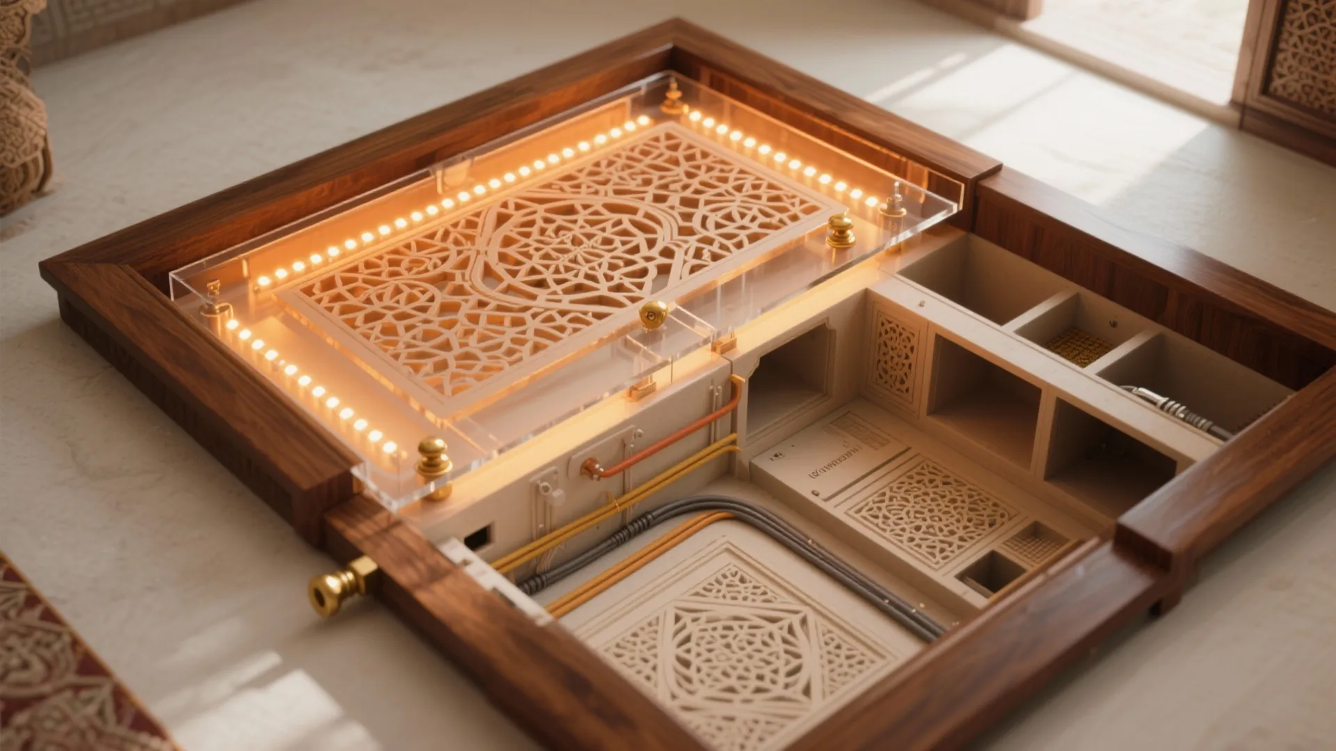 Backlit Jaali Screens and Carved Storage Niches