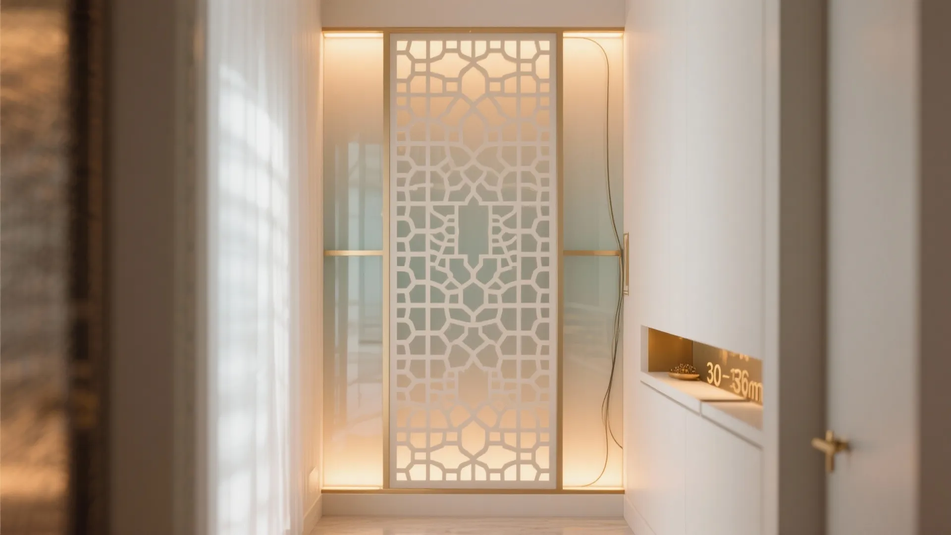 Layered Jali With Frosted Glass and Warm LEDs