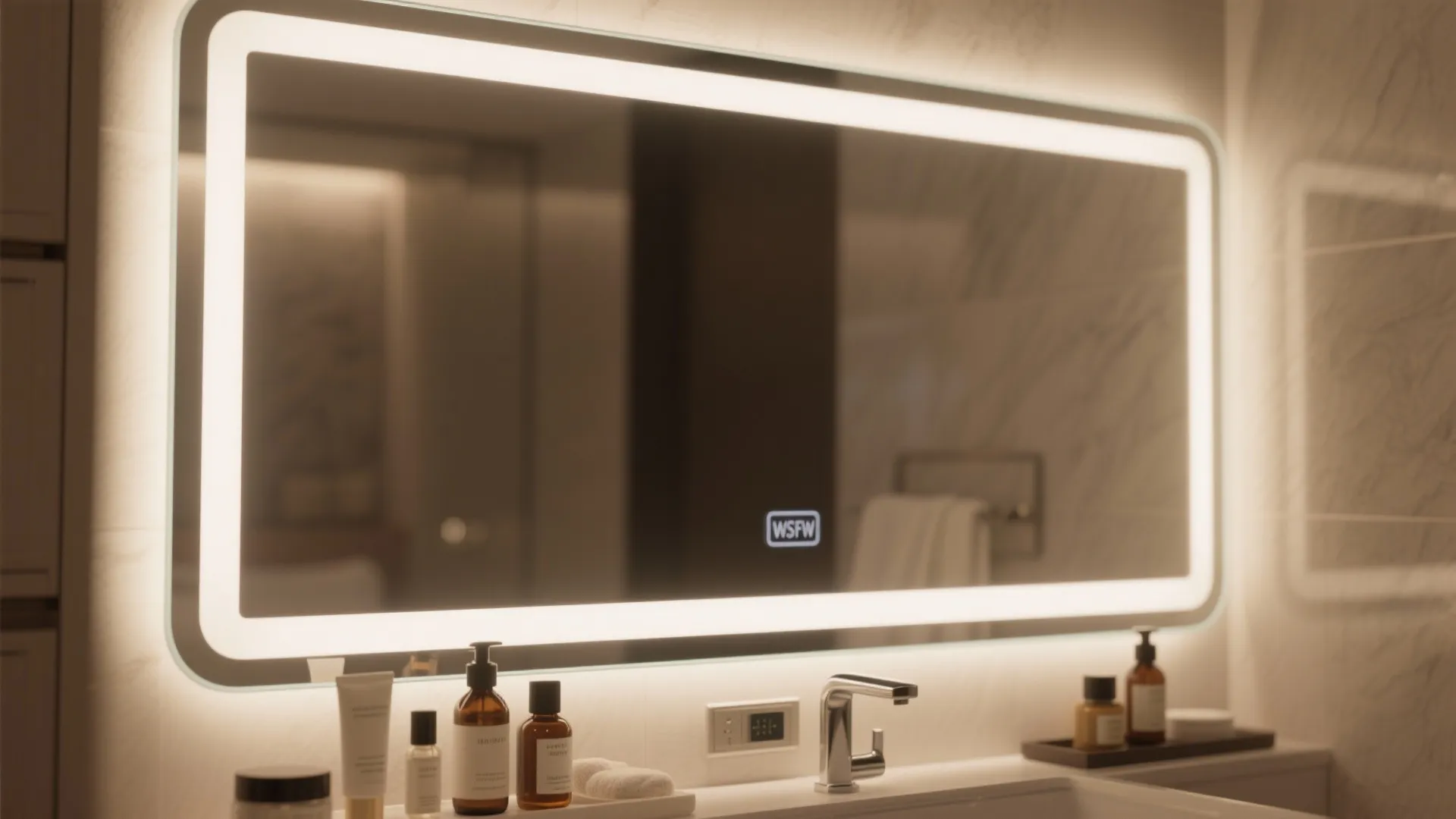 2. Backlit LED Mirrors for a Spa Vibe