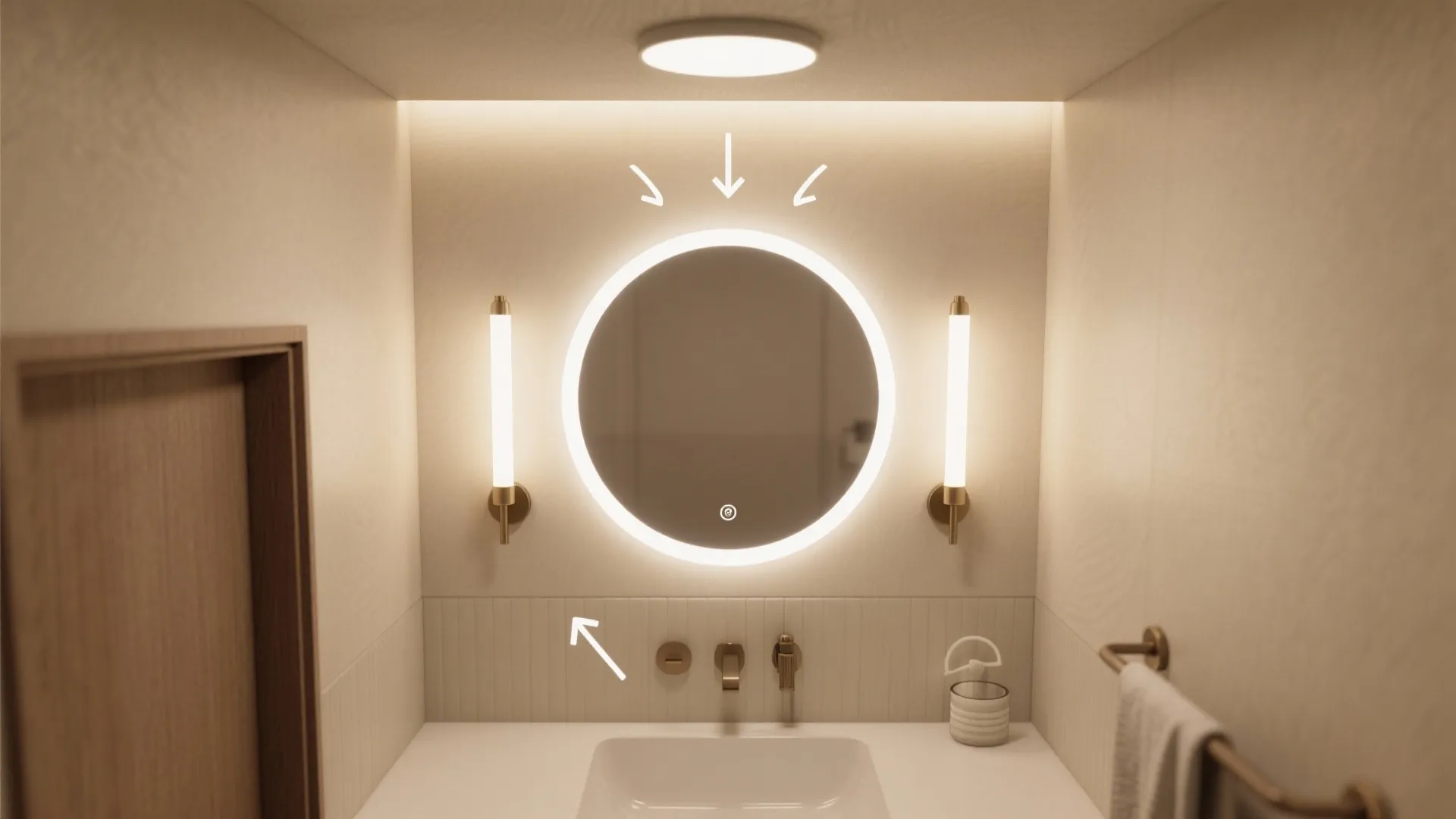 2) Backlit Mirrors for Soft, Even Illumination
