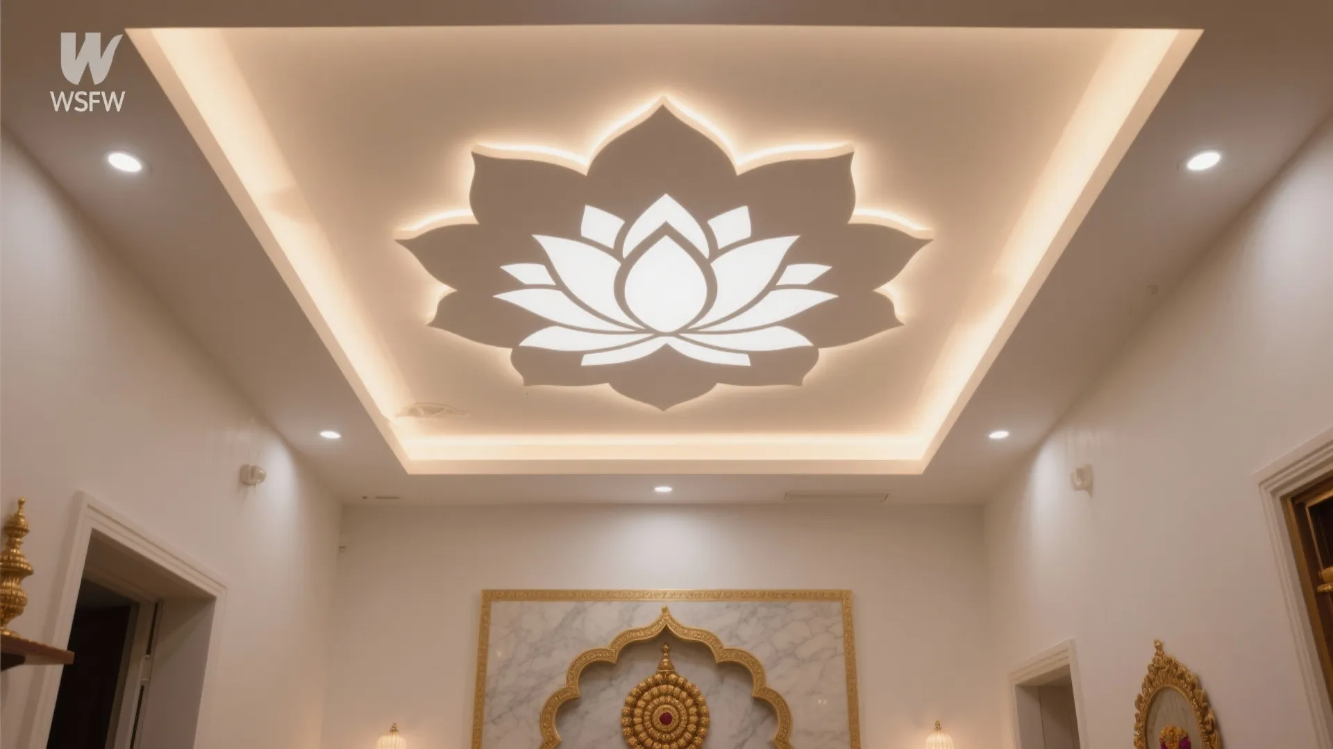 Backlit Jaali or Lotus Motif Panel (Acrylic/Corian)