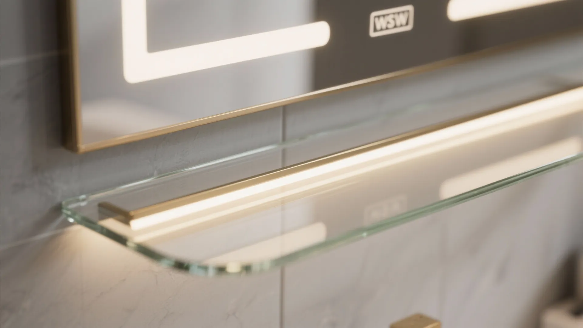 Backlit mirror cabinet and glass details