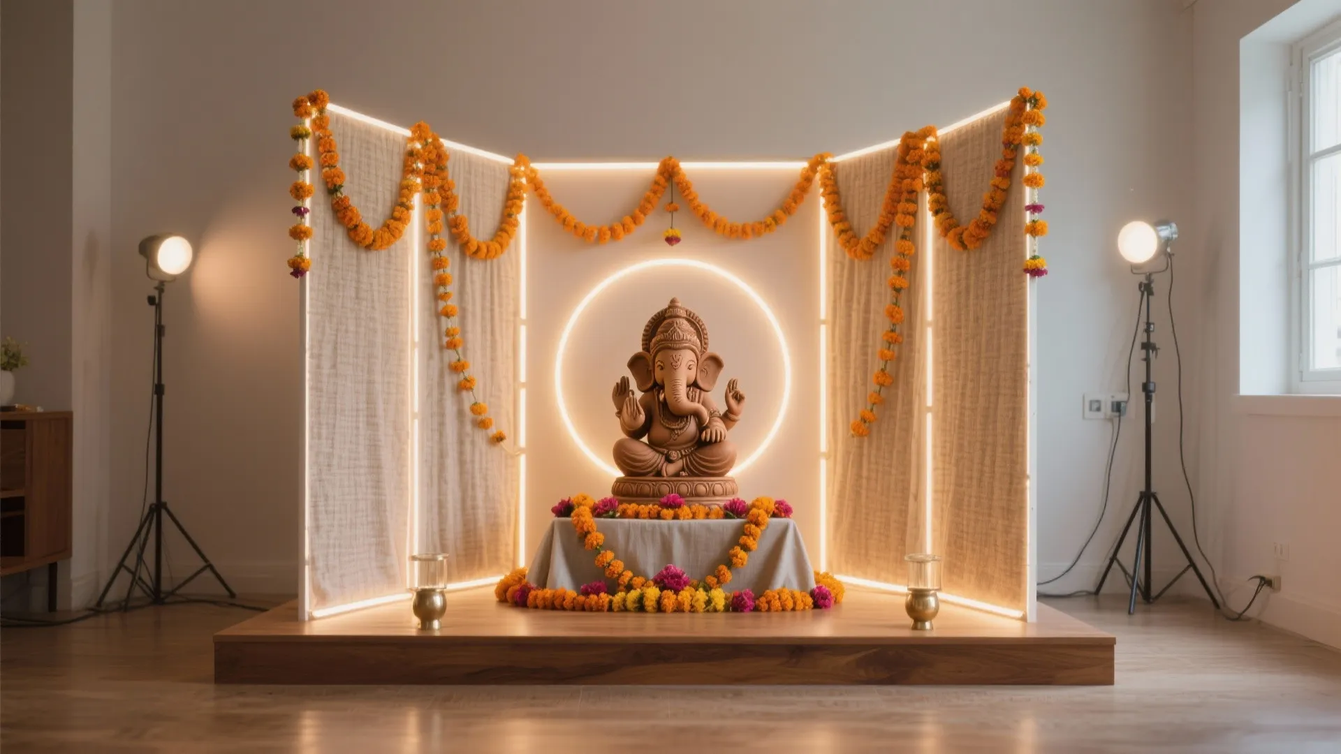 Backlit Mandap Panels with Warm LED Strips