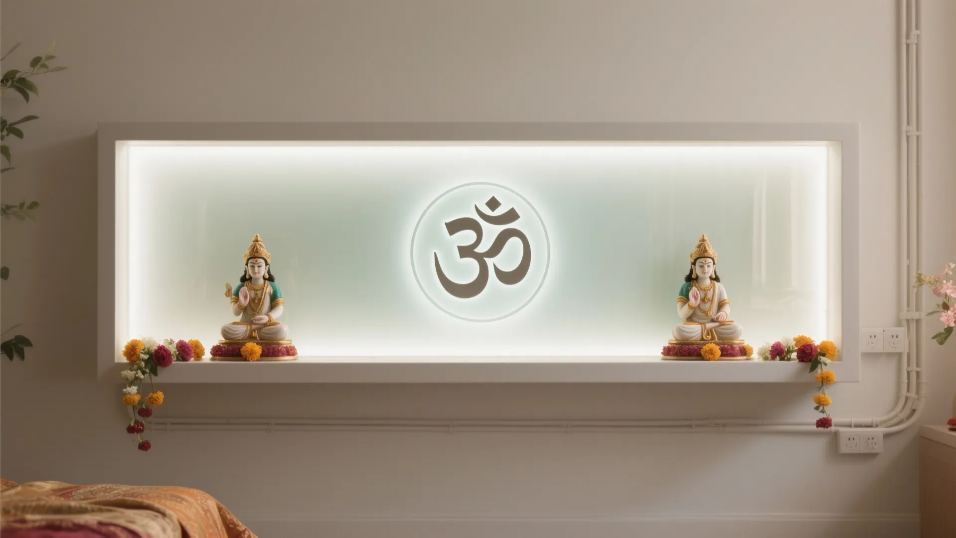 Backlit stone or glass backdrop for serene glow