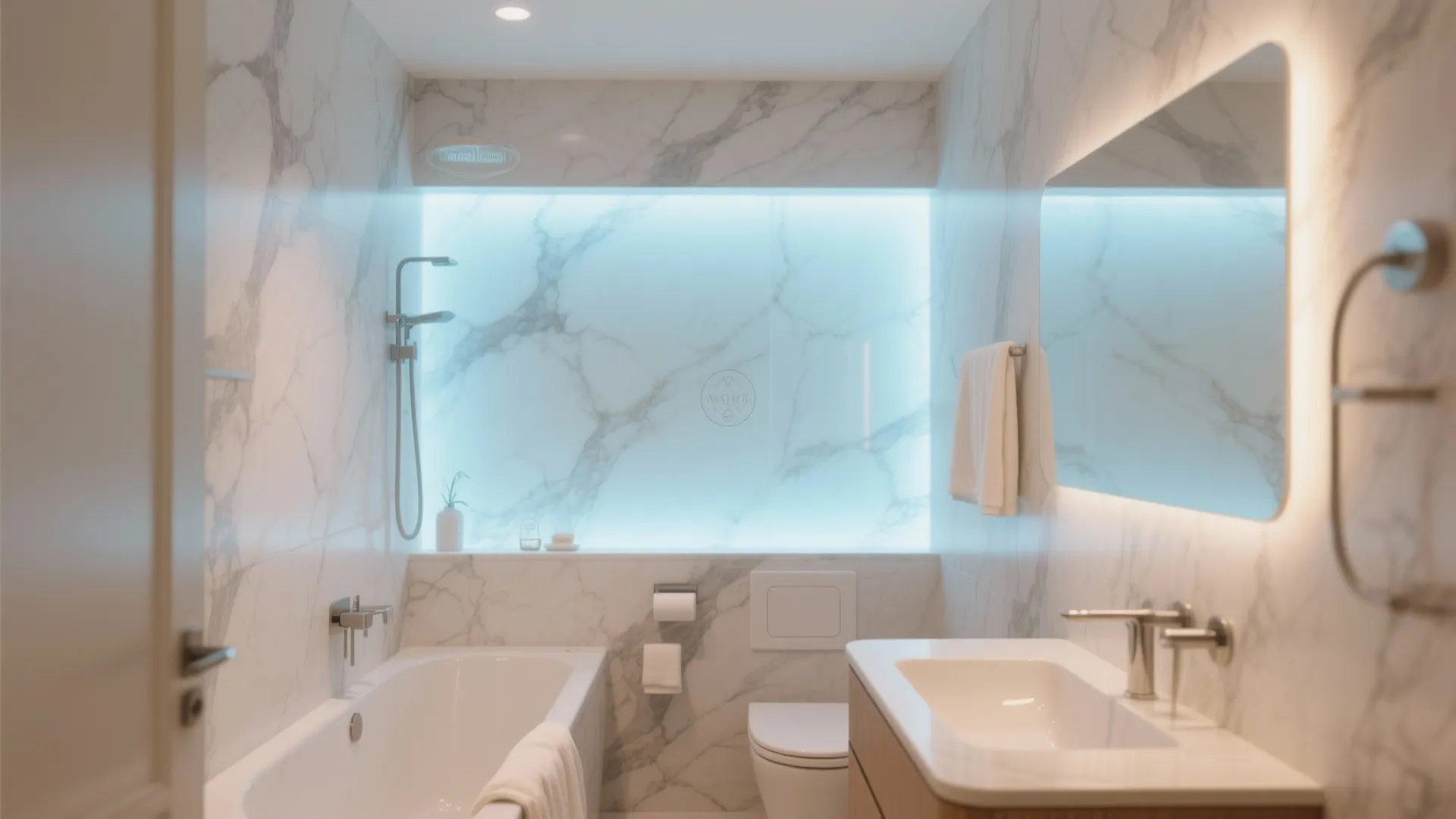 8. Backlit Marble Panels