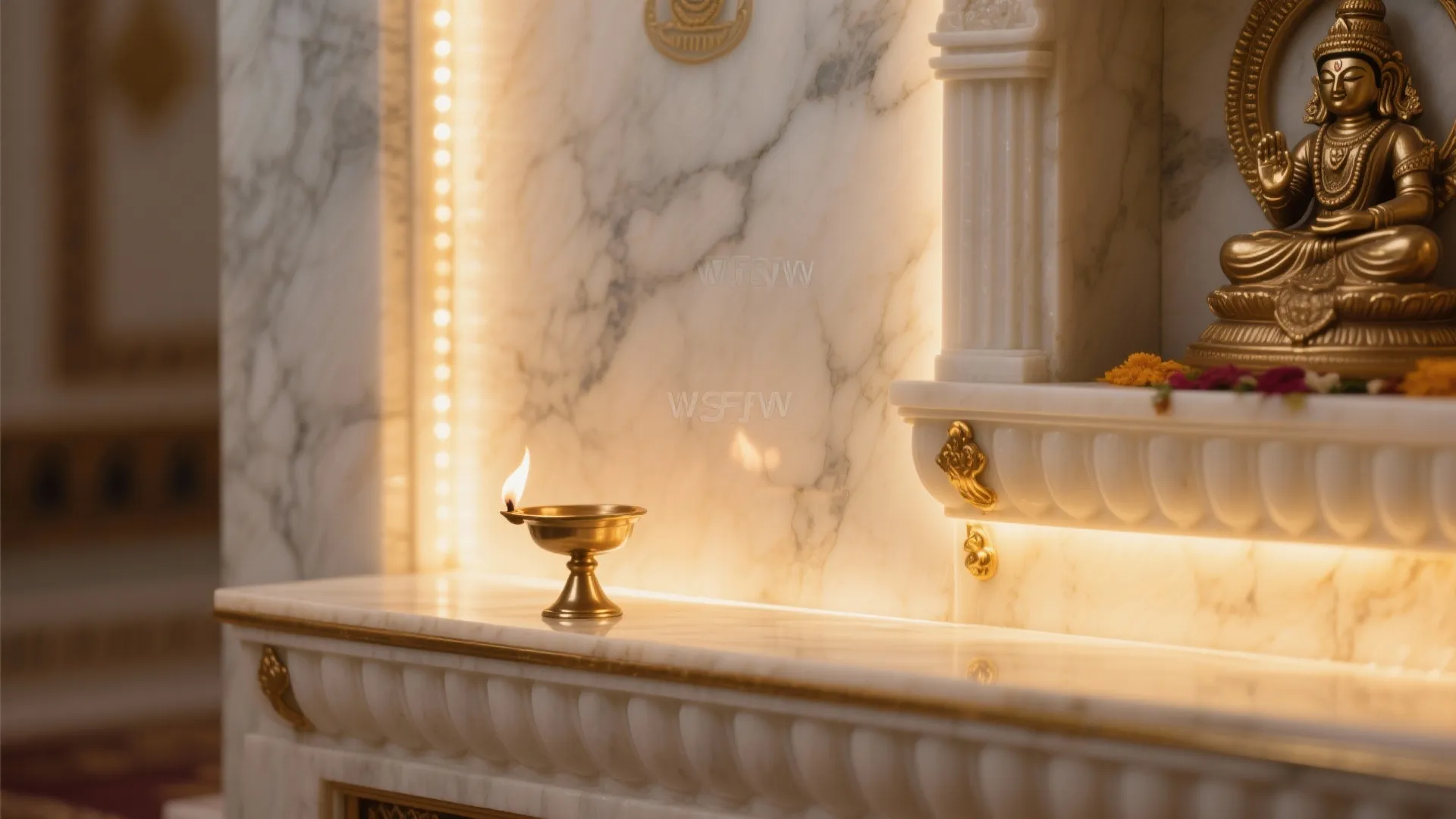 Stone and Light: Backlit Marble/Onyx Wall with Brass Accents