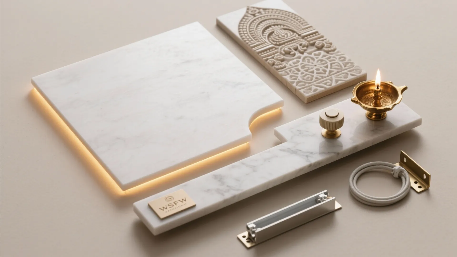 Backlit Stone or Corian Gopuram for a Soft Glow