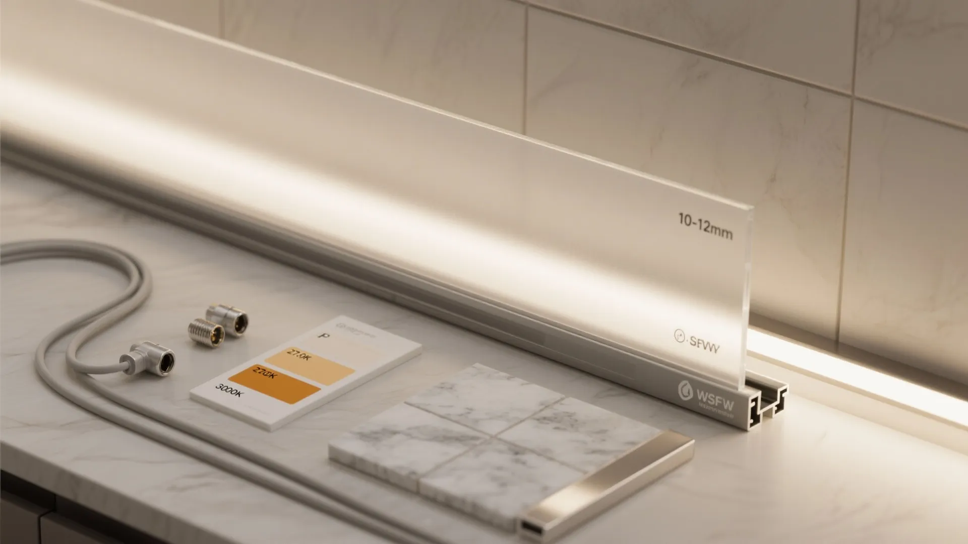 Backlit glass backsplash for glow and depth