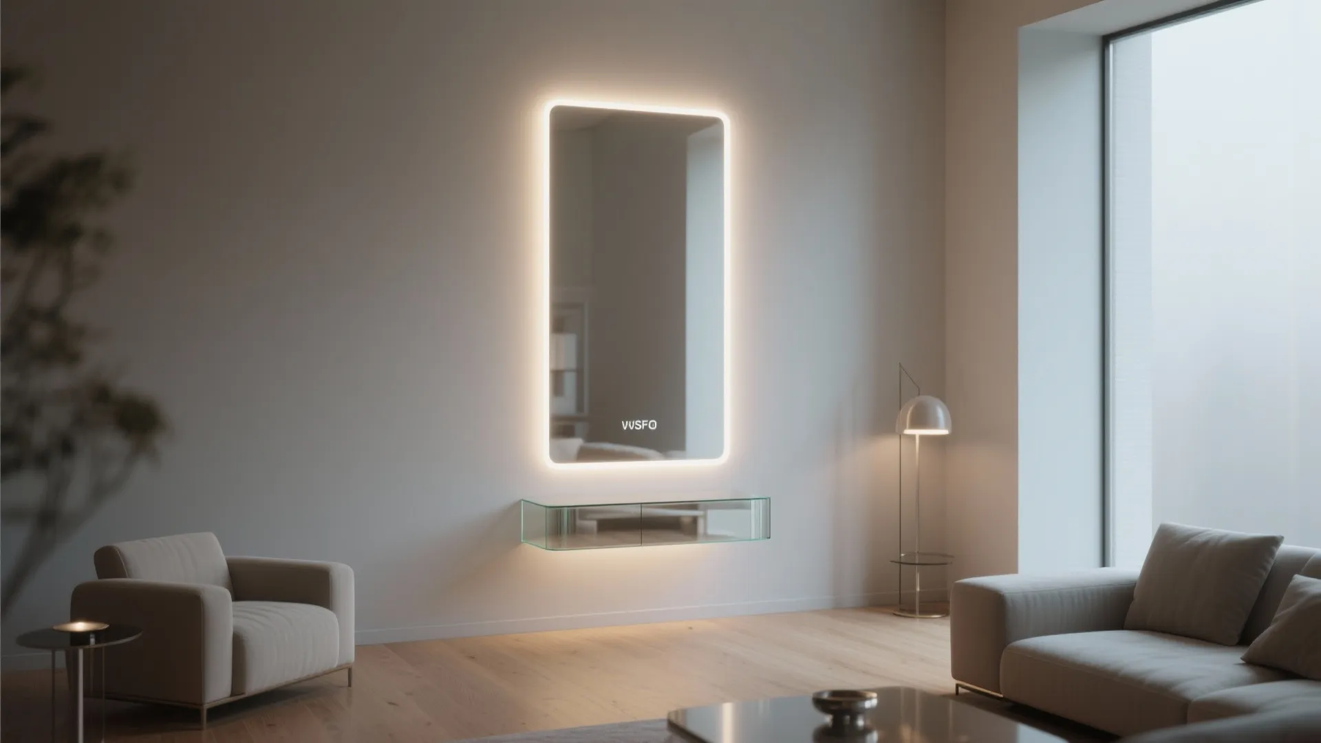 Backlit Frameless Mirror