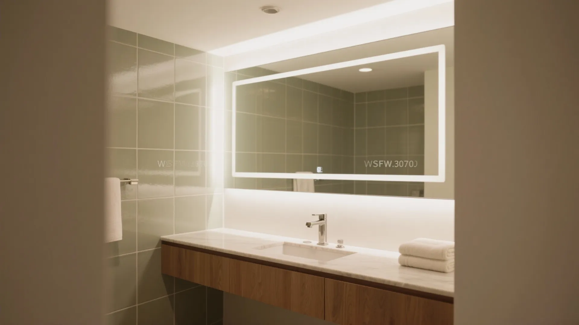 Backlit mirrors and wall-wash for soft, even faces