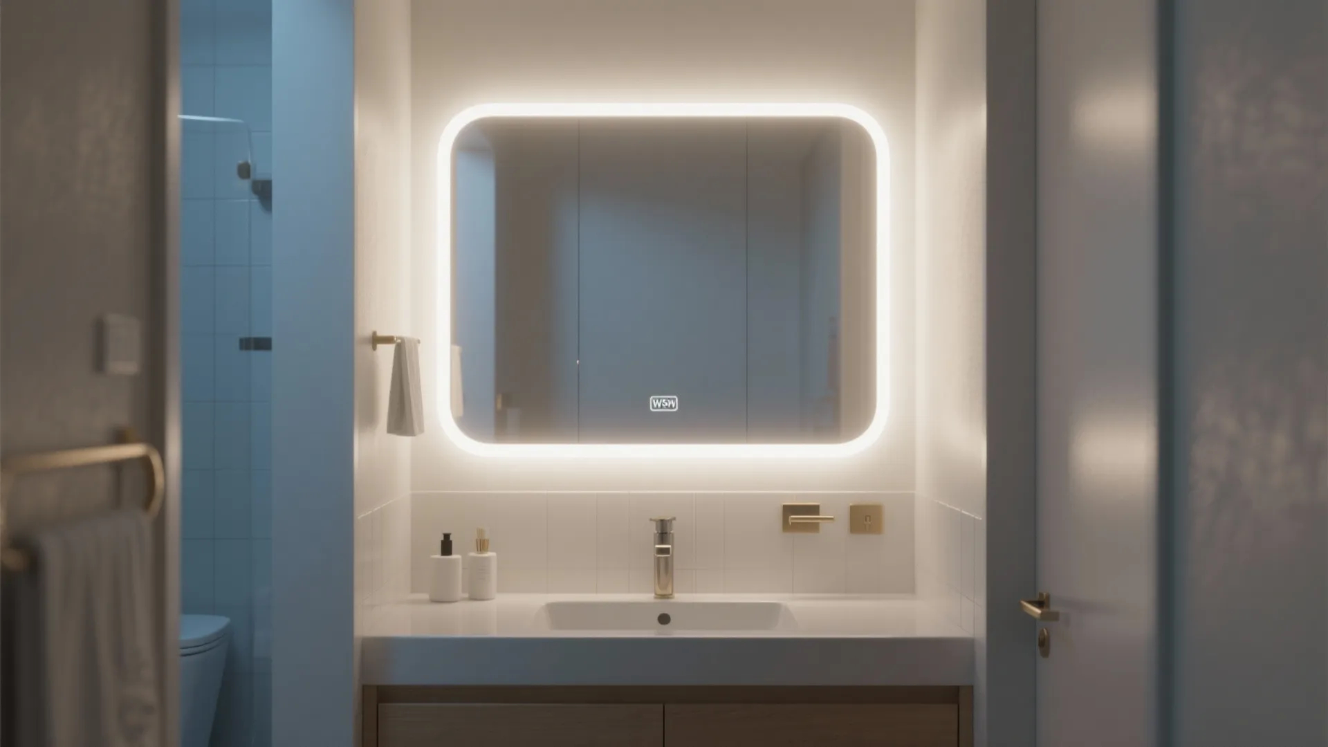 Mirror-Integrated LED Strips for Shadow-Free Tasking
