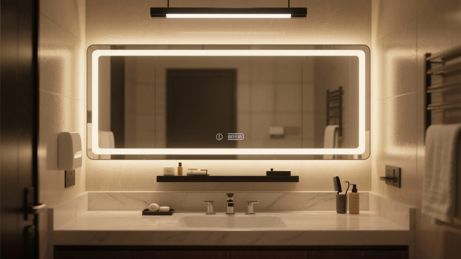 2. Backlit mirror with black bar light