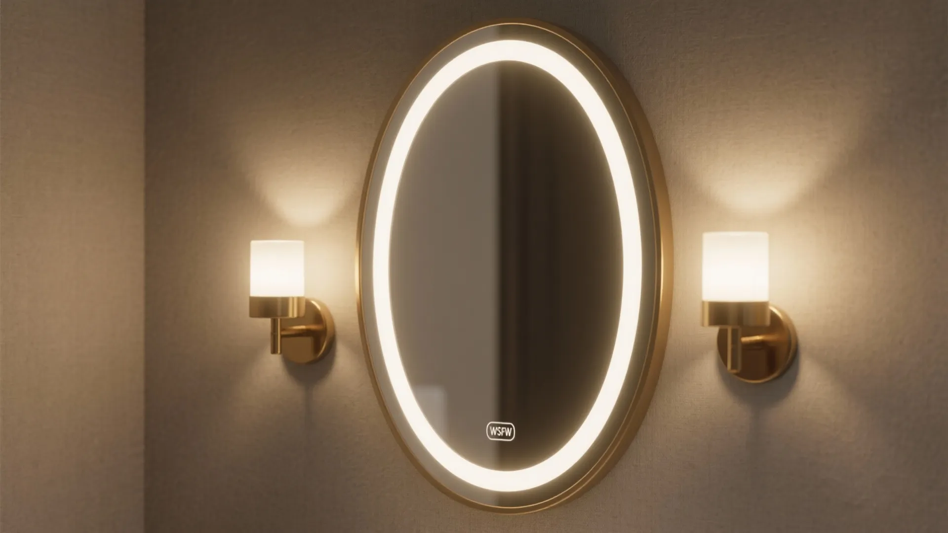 3) Backlit mirror + dimmable layered lighting