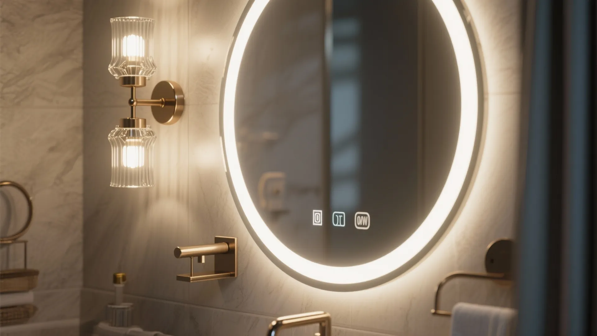 4. Backlit Mirror + 2-Light Sconce Combo