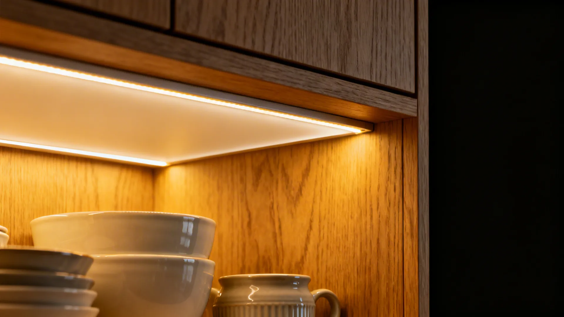 3) Tall See-Through Grid with Backlit Crockery Niches