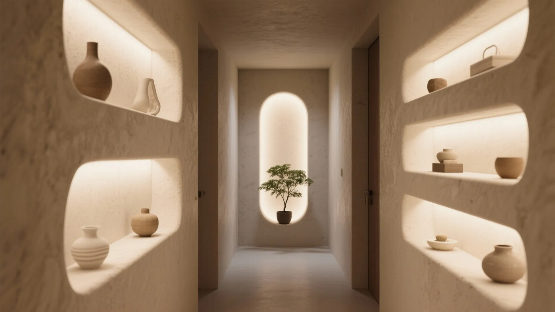 4. Recessed Wall Niches with Backlighting