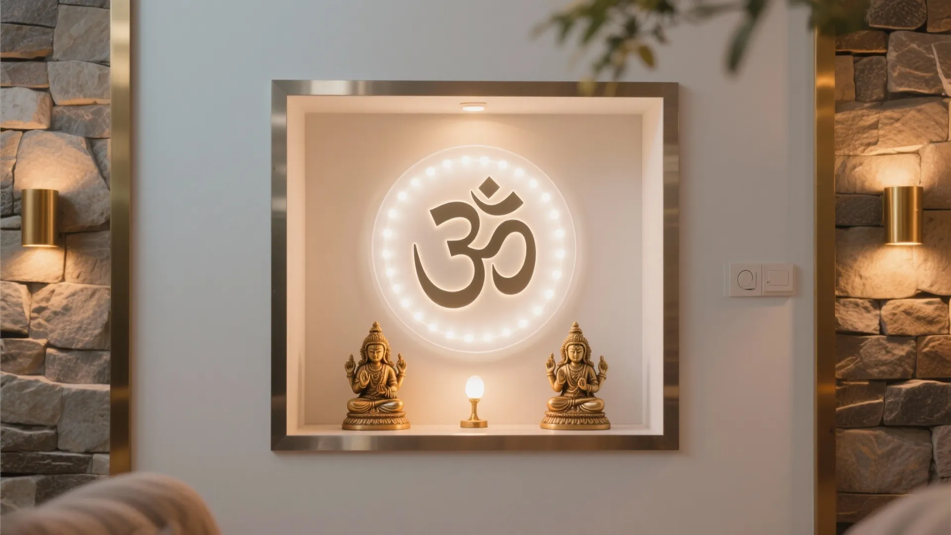 Backlit Om Panel with Layered Light