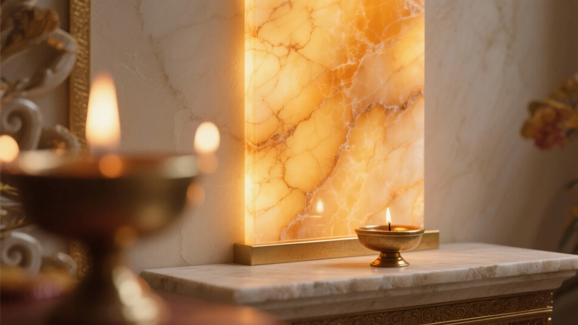 Backlit Stone Panel for a Soft, Sacred Glow