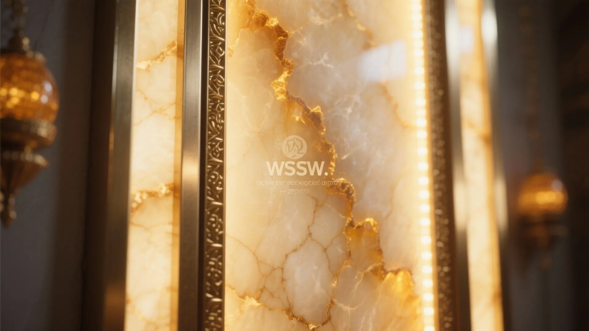 Backlit onyx or frosted glass backdrop