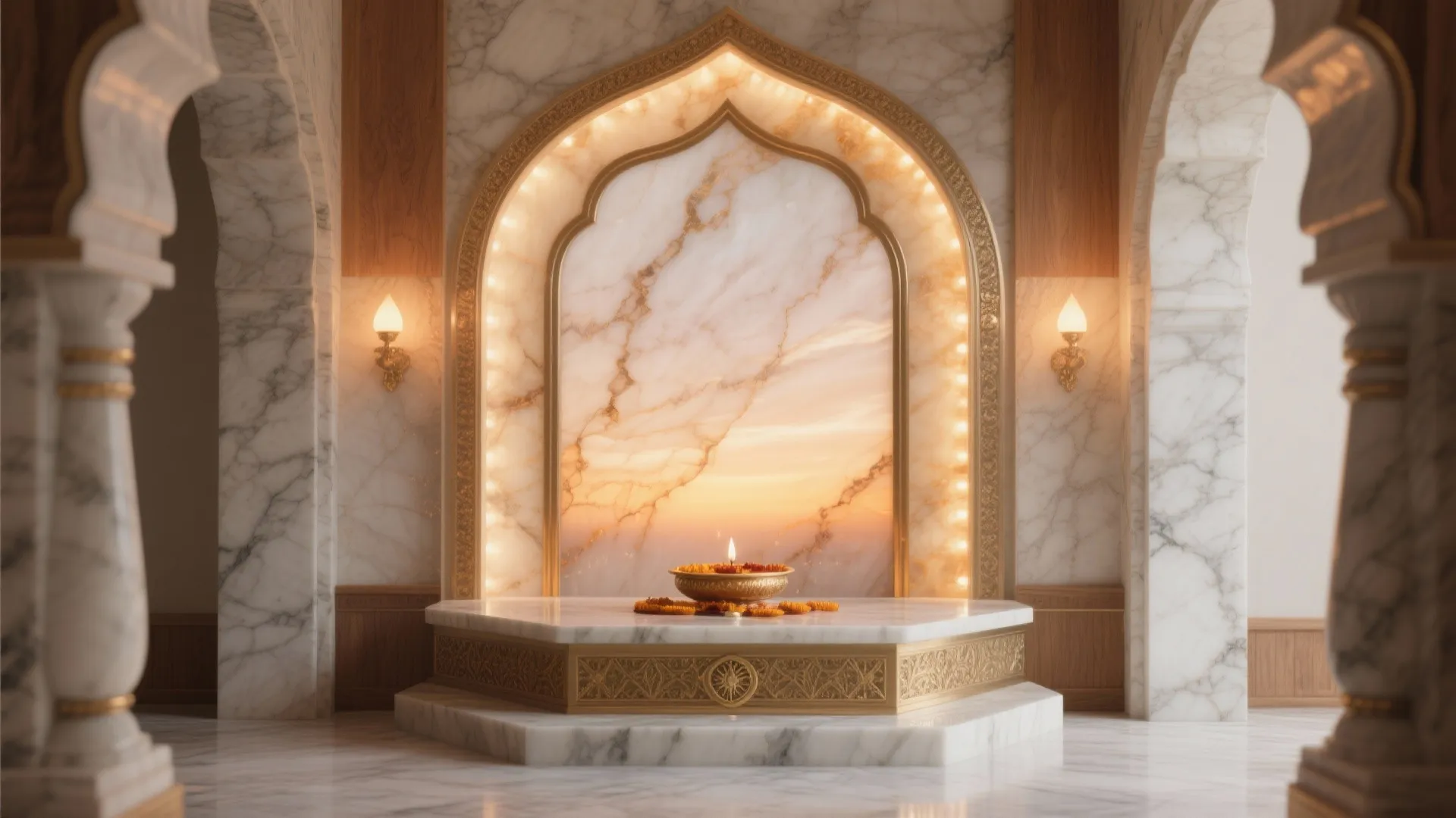 Backlit Stone or Onyx Accent with a Gentle Arch